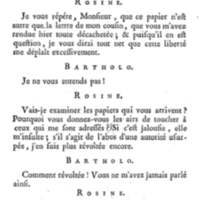 Barbier de Séville, ou la Précaution inutile (Le), comédie en quatre actes, par M. de Beaumarchais, représentée sur le théâtre de la Comédie Française le 23 février 1775 (avec une Lettre modérée sur la chute et la critique du Barbier de Séville)