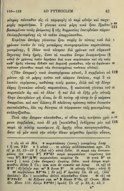 Lettre à Pythoclès d'Epicure = DL X, 84-116 - éd. Mühll, 15