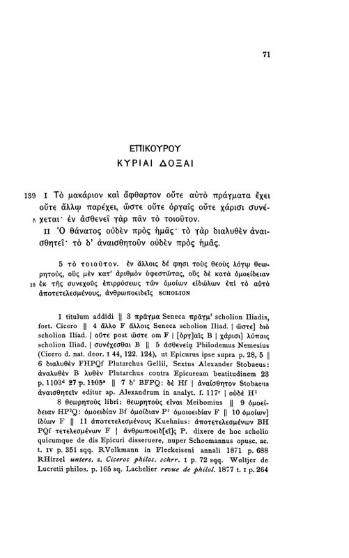 Maximes Capitales = DL X, 139-154 - éd. Usener, 71