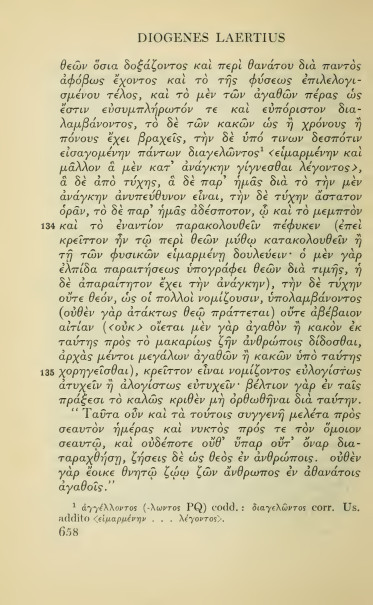 Lettre à Ménécée d'Epicure = DL X, 122-135 - éd. Hicks, 06