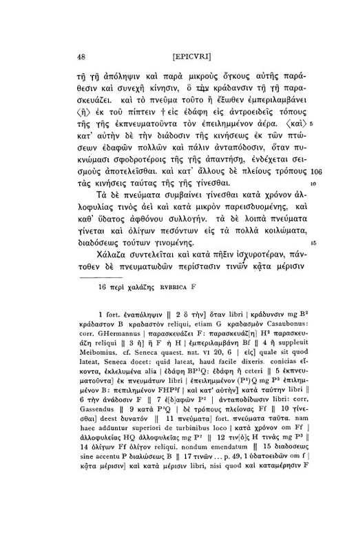 Lettre à Pythoclès d'Epicure = DL X, 84-116 - éd. Usener, 48
