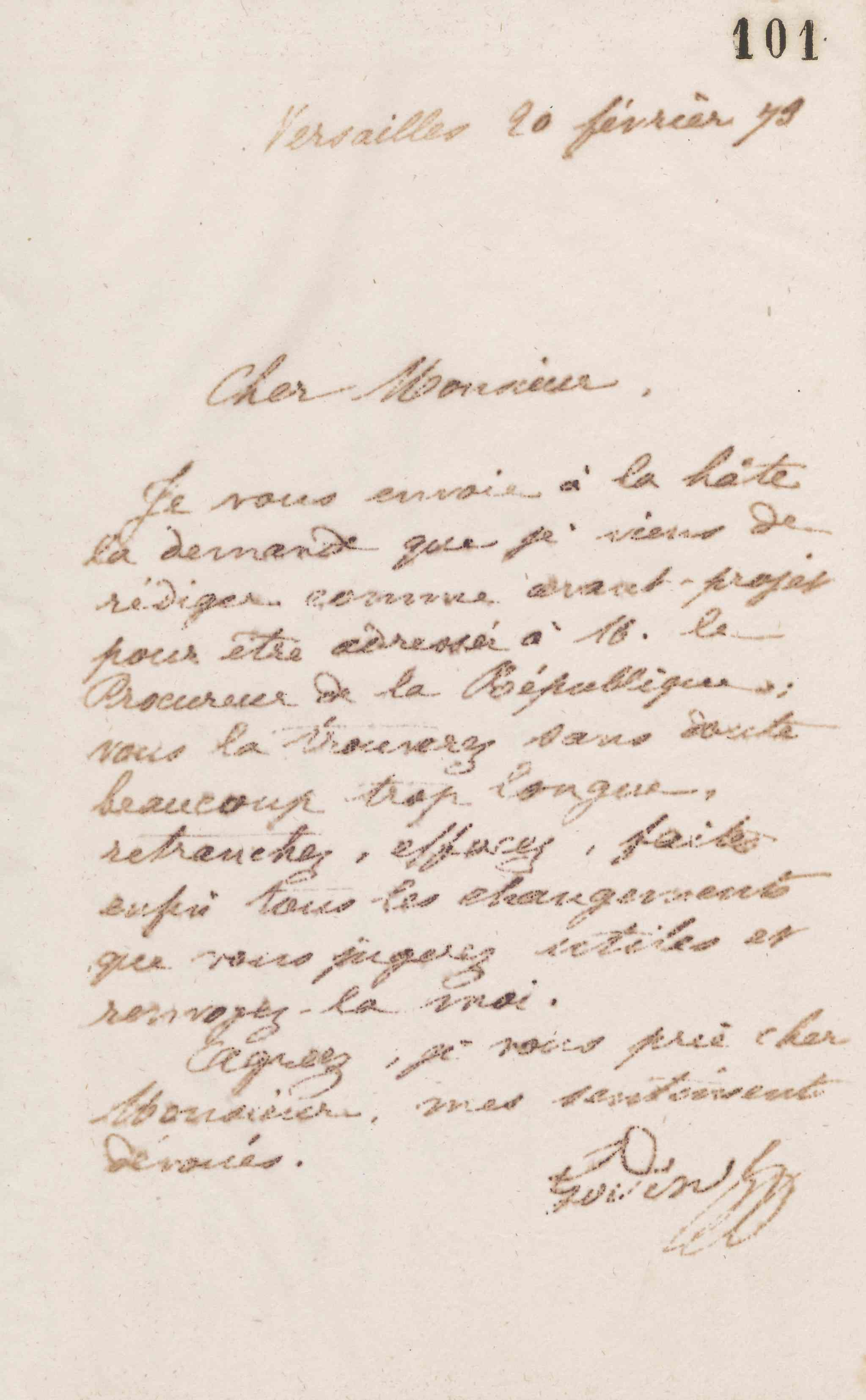 Jean-Baptiste André Godin à Guillaume Ernest Cresson, 25 février 1873