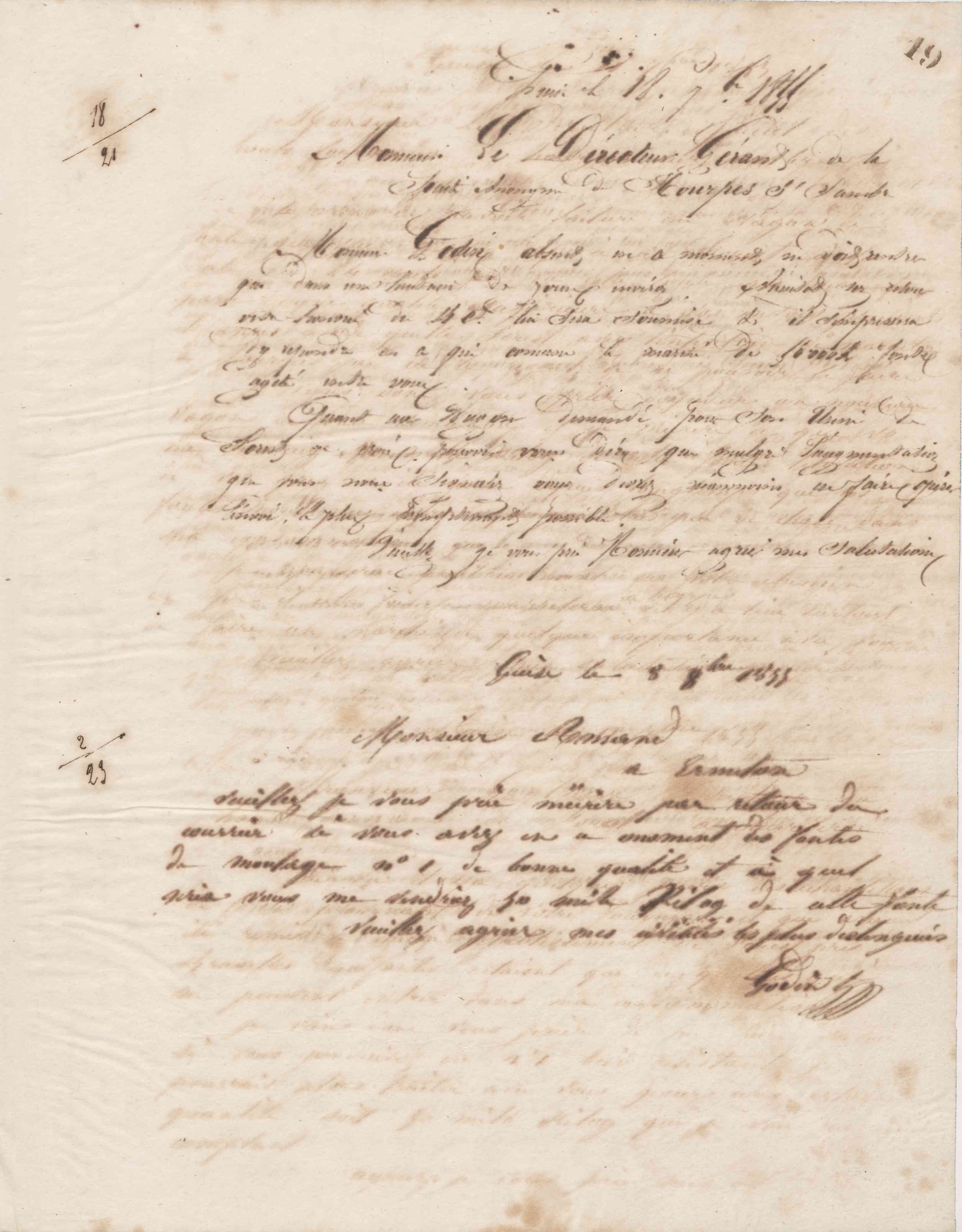 Jean-Baptiste André Godin à monsieur Amand, 8 octobre 1855