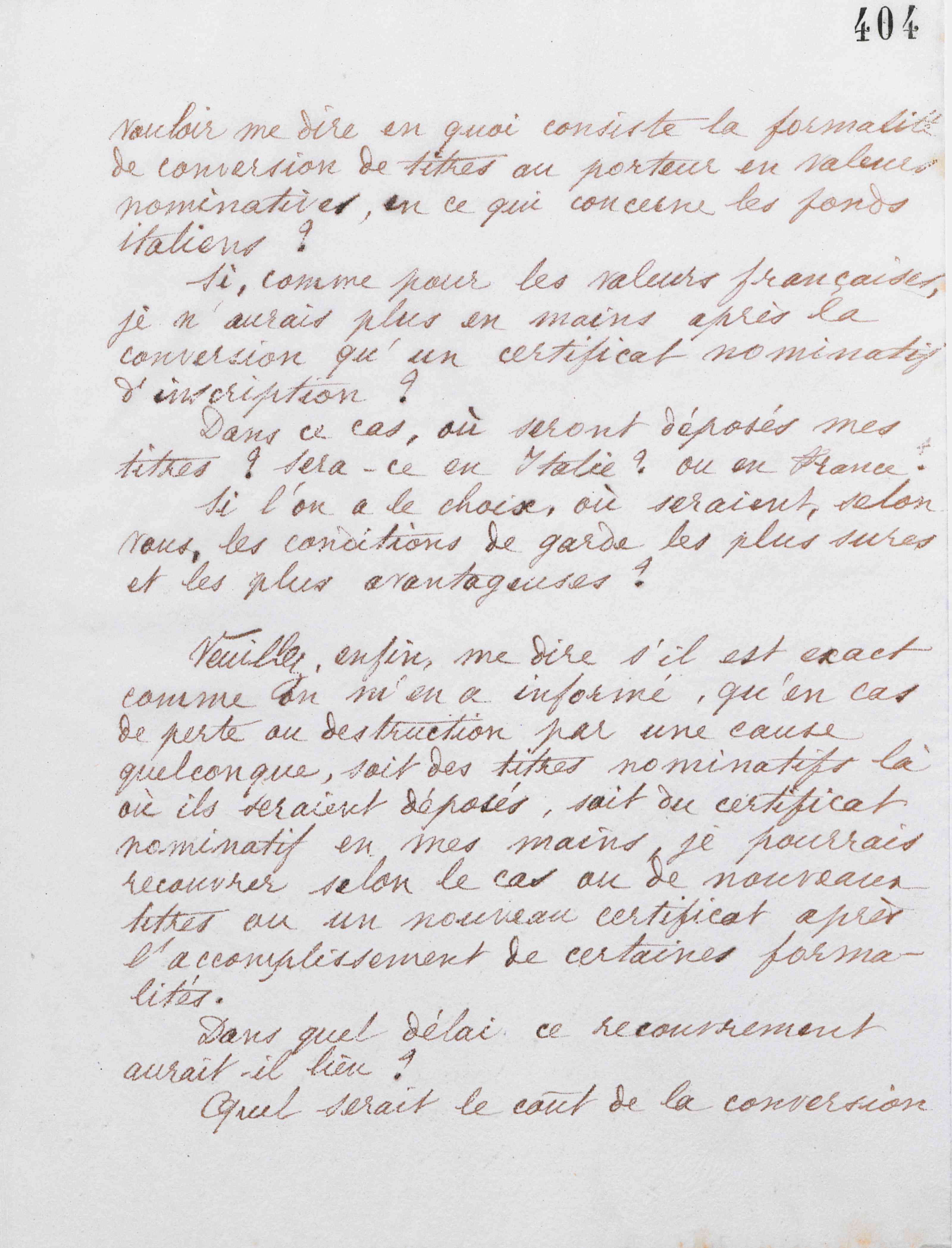 Marie Moret à Rothschild frères, 12 décembre 1886