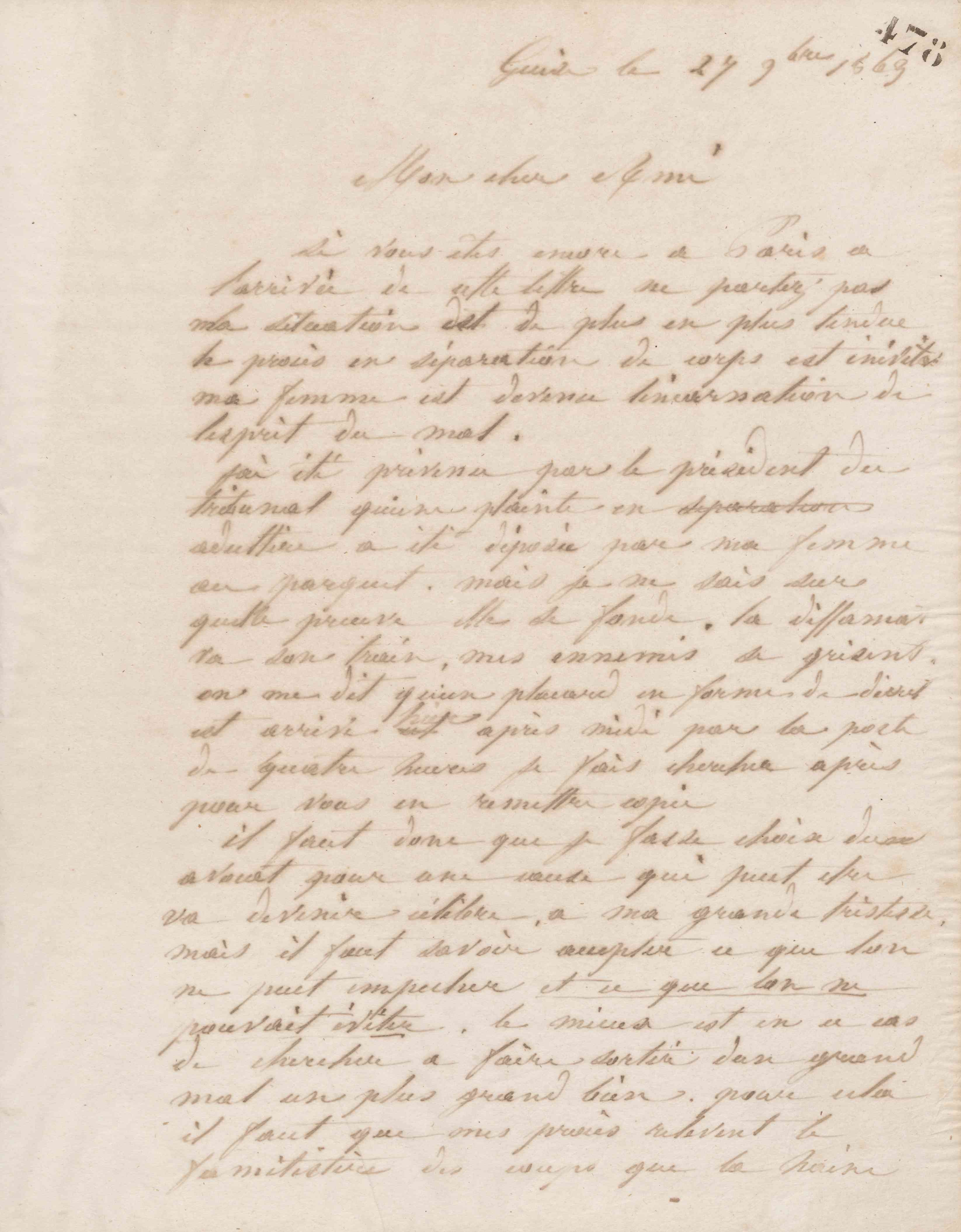 Jean-Baptiste André Godin à François Cantagrel, 27 novembre 1863 Jean-Baptiste André Godin à François Cantagrel, 27 novembre 1863