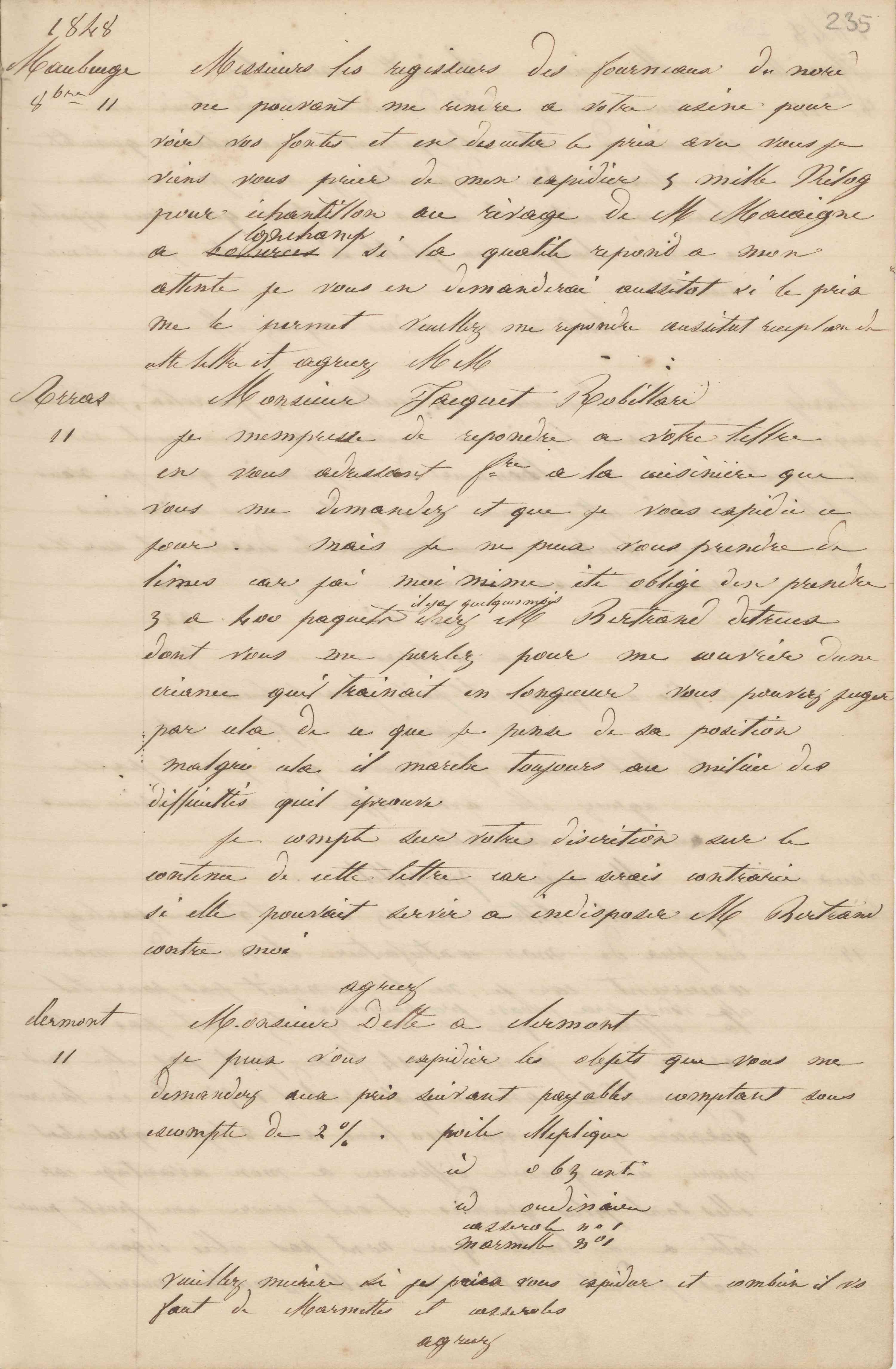 Jean-Baptiste André Godin à la Société des hauts-fourneaux du Nord, 11 octobre 1848 Jean-Baptiste André Godin à la Société des hauts-fourneaux du Nord, 11 octobre 1848