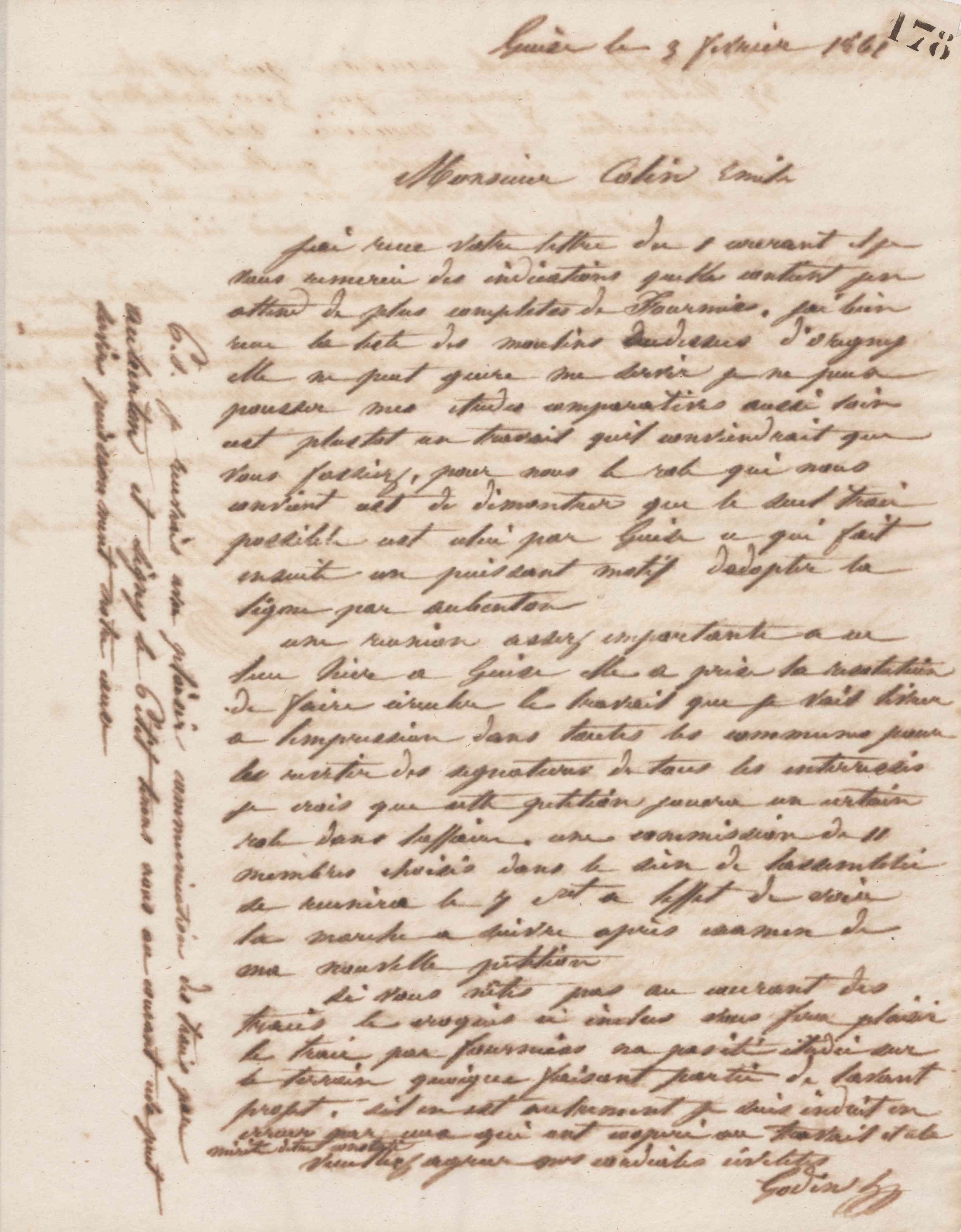 Jean-Baptiste André Godin à Émile Collin, 3 février 1861
