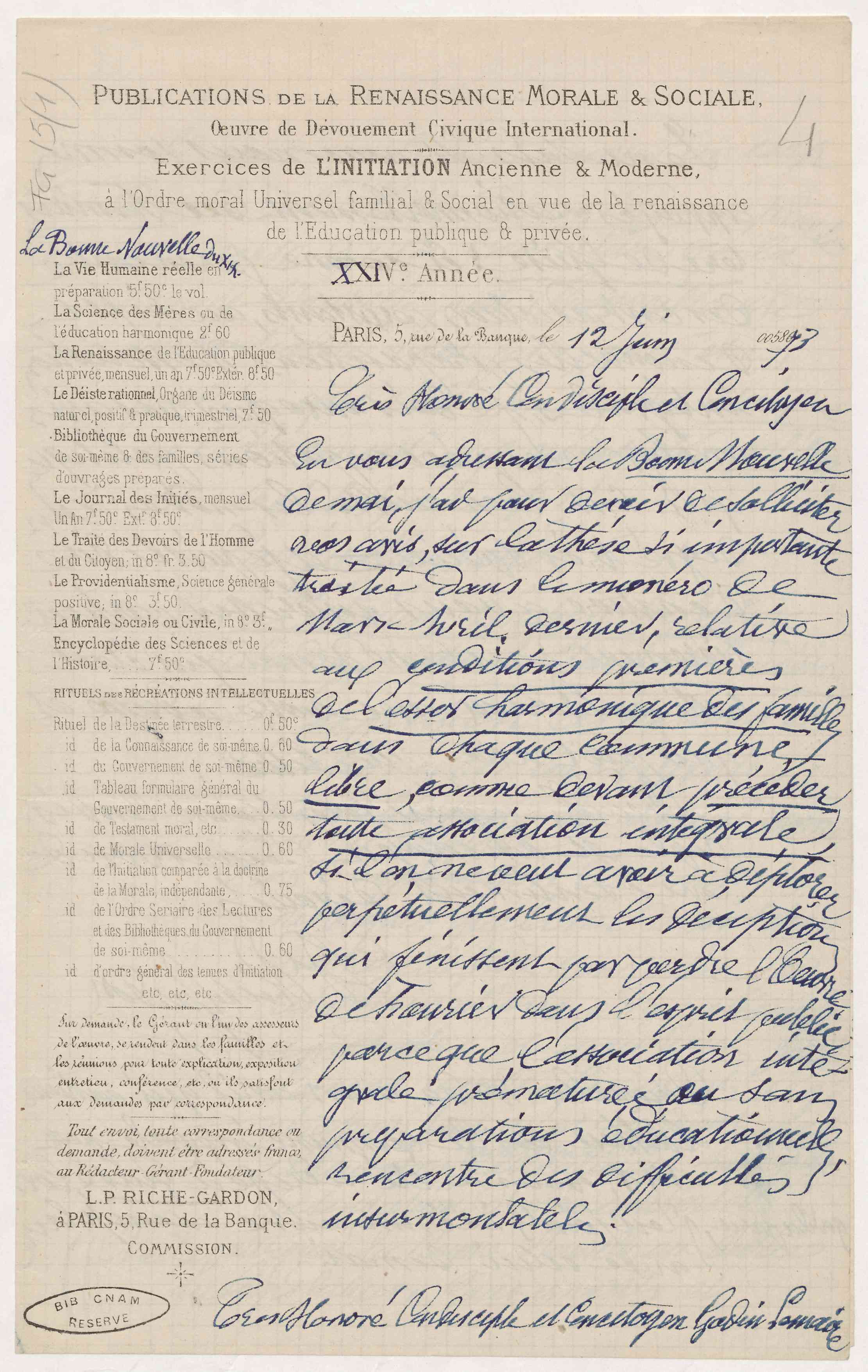 Luc-Pierre Riche-Gardon à Jean-Baptiste André Godin, 12 juin 1873