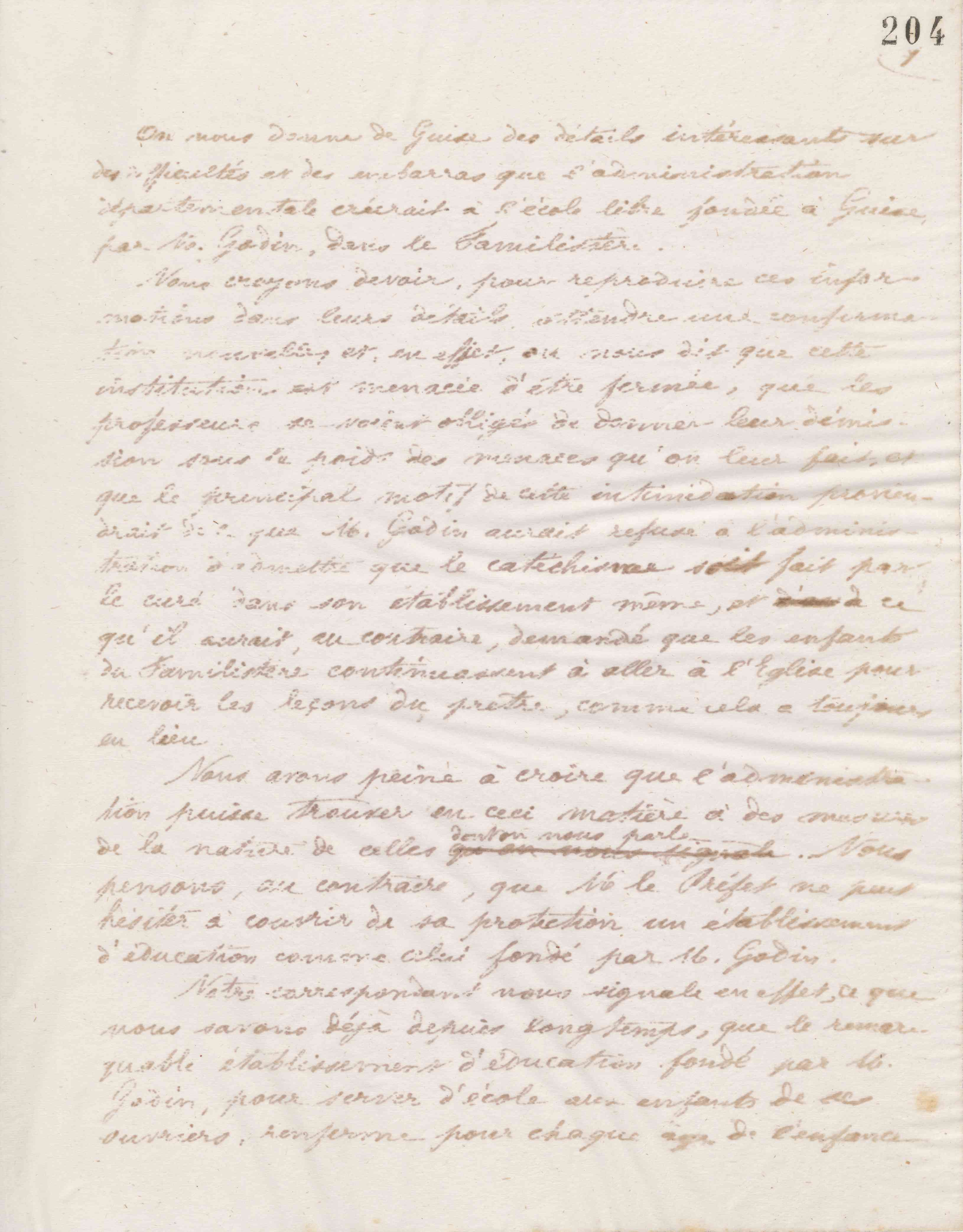 Jean-Baptiste André Godin à Auguste Adolphe Hourdequin, 1er juillet 1874