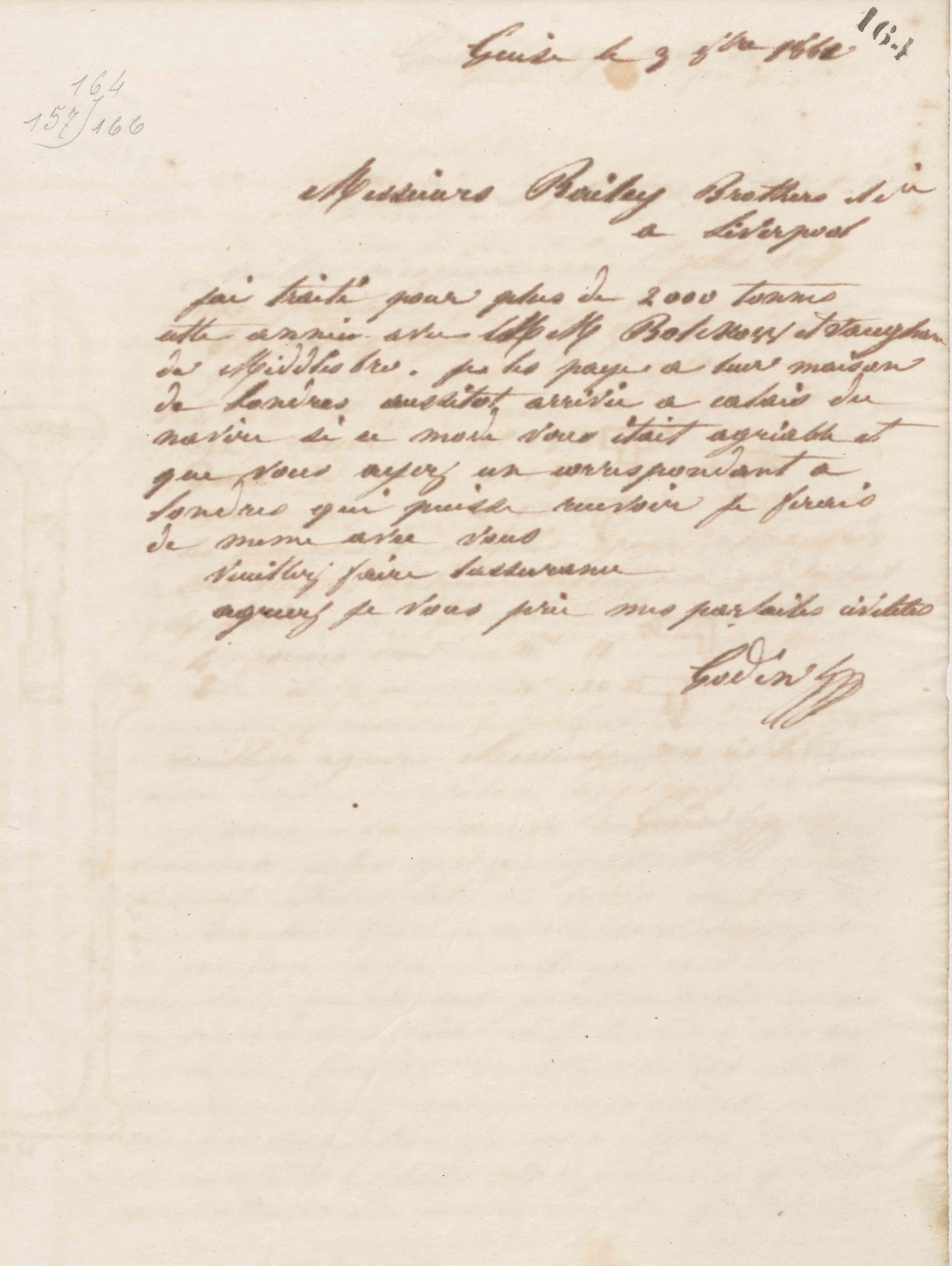 Jean-Baptiste André Godin à Bailey Brothers et Cie, 3 octobre 1861 Jean-Baptiste André Godin à Bailey Brothers et Cie, 3 octobre 1861