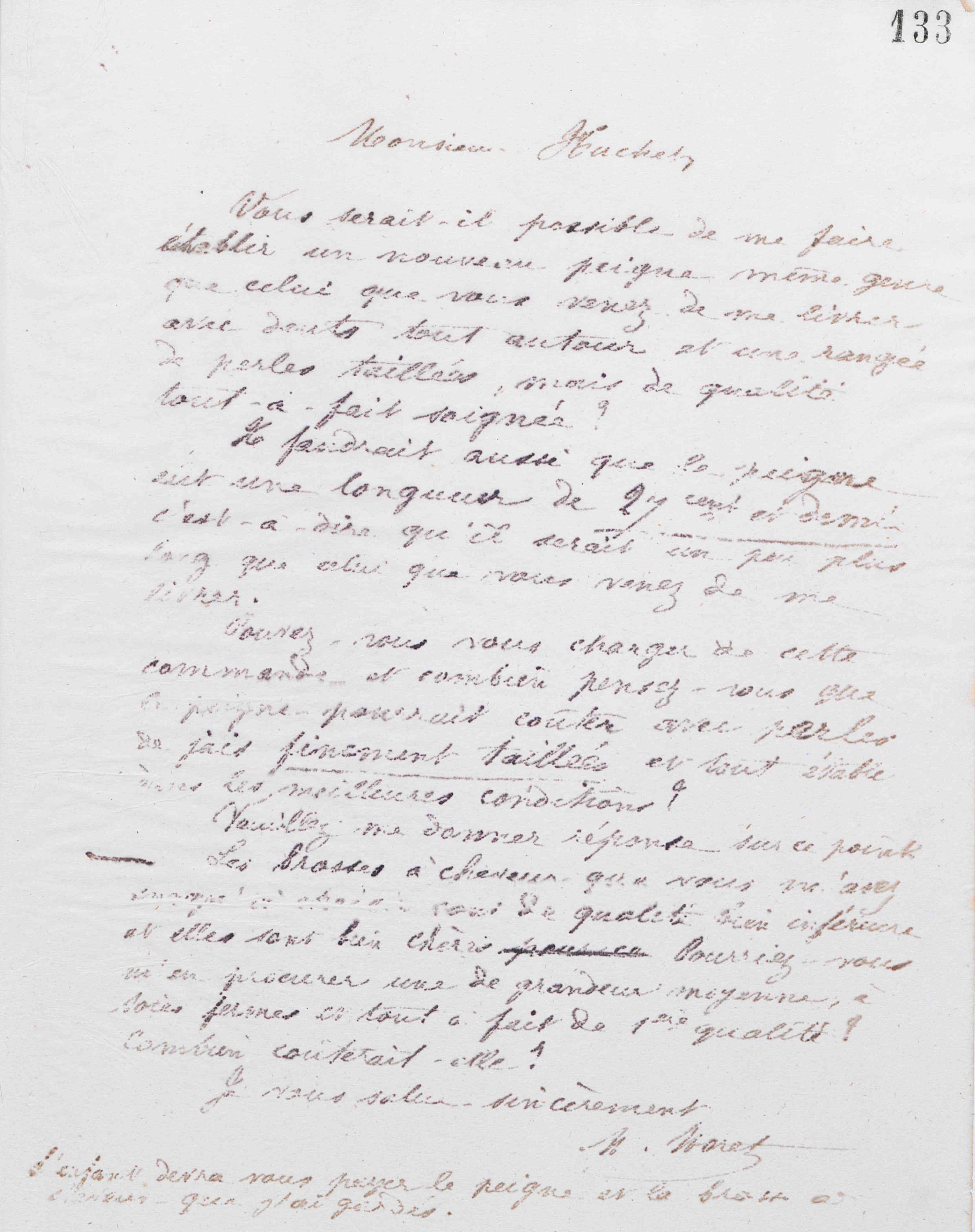 Marie Moret à monsieur Huchet, entre les 19 et 21 mars 1877 Marie Moret à monsieur Huchet, entre les 19 et 21 mars 1877
