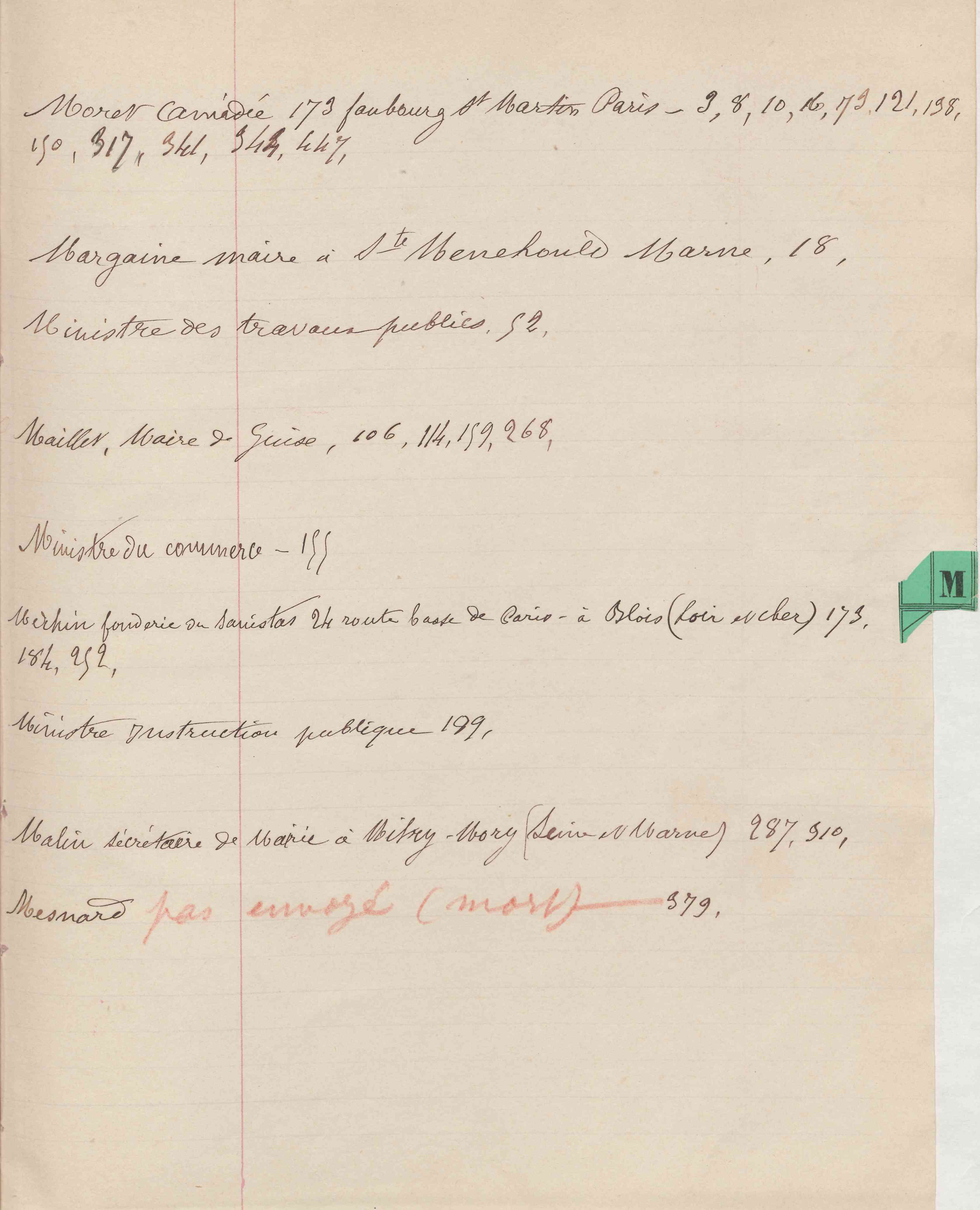 Registre CNAM FG 15 (15) - Index
