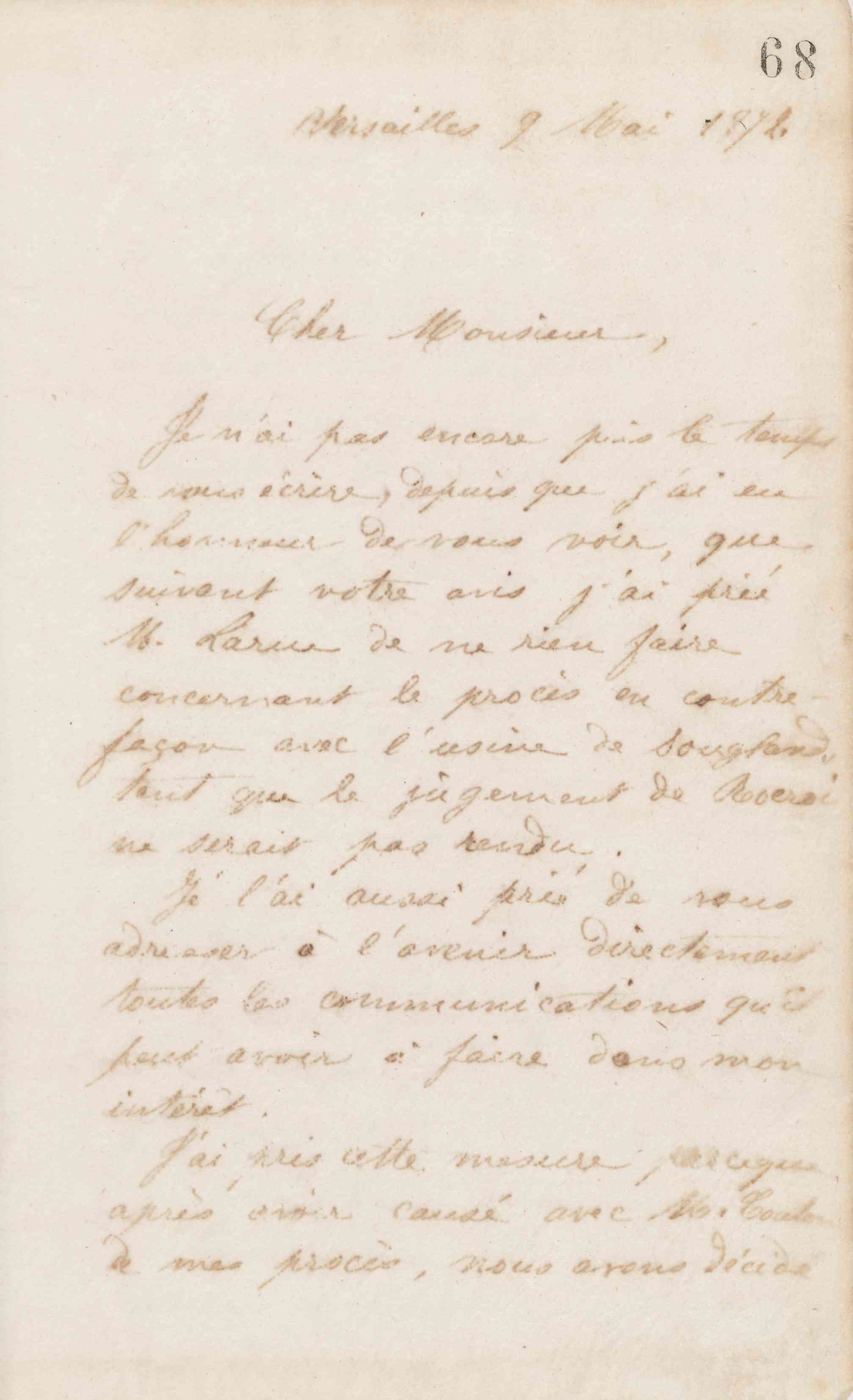 Jean-Baptiste André Godin à Guillaume Ernest Cresson, 9 mai 1872