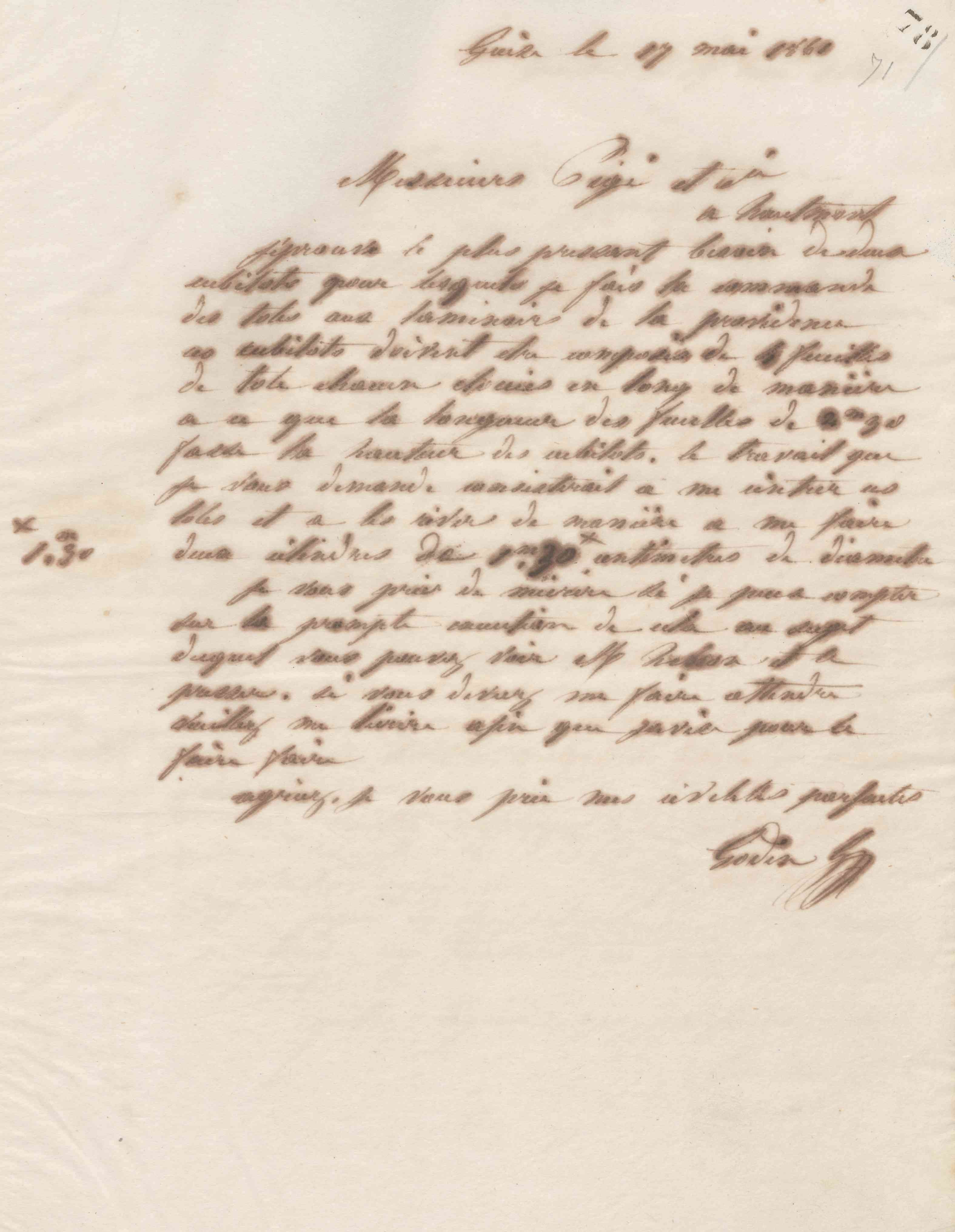 Jean-Baptiste André Godin à Pigé et Cie, 17 mai 1861 Jean-Baptiste André Godin à Pigé et Cie, 17 mai 1861