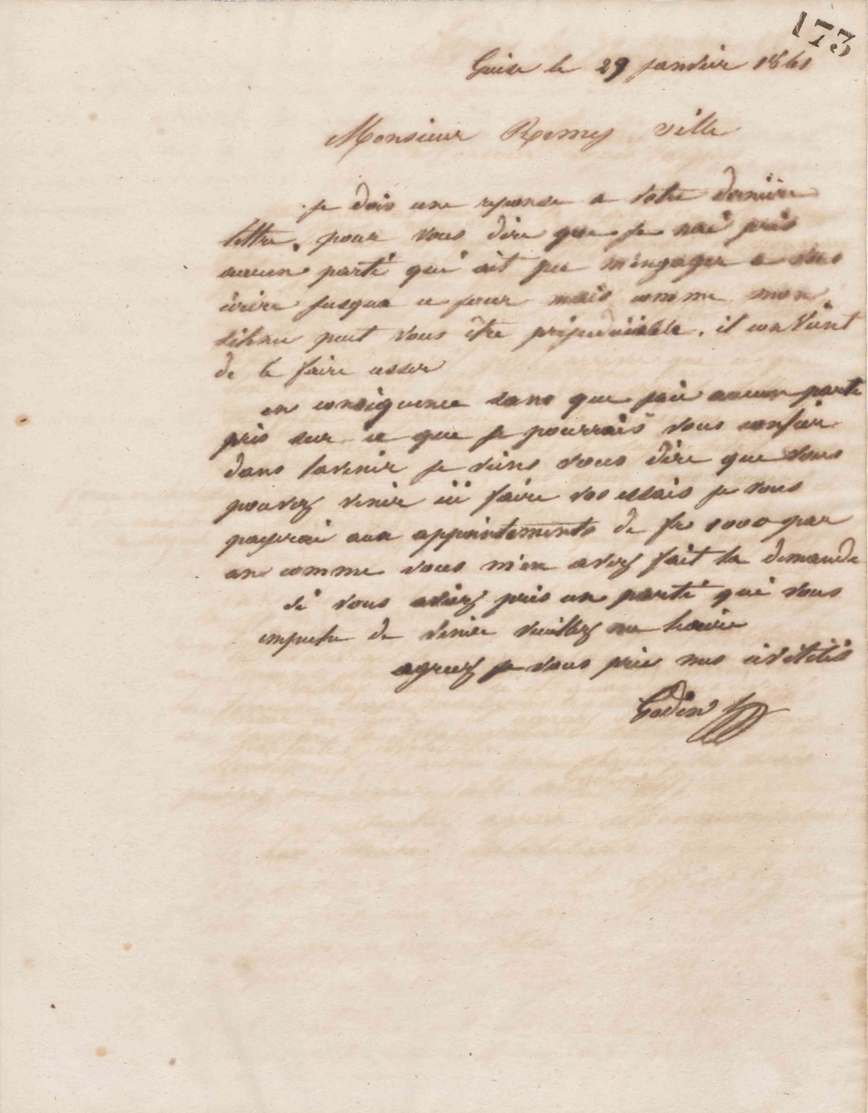 Jean-Baptiste André Godin à Rémi Ville, 29 janvier 1861 Jean-Baptiste André Godin à Rémi Ville, 29 janvier 1861