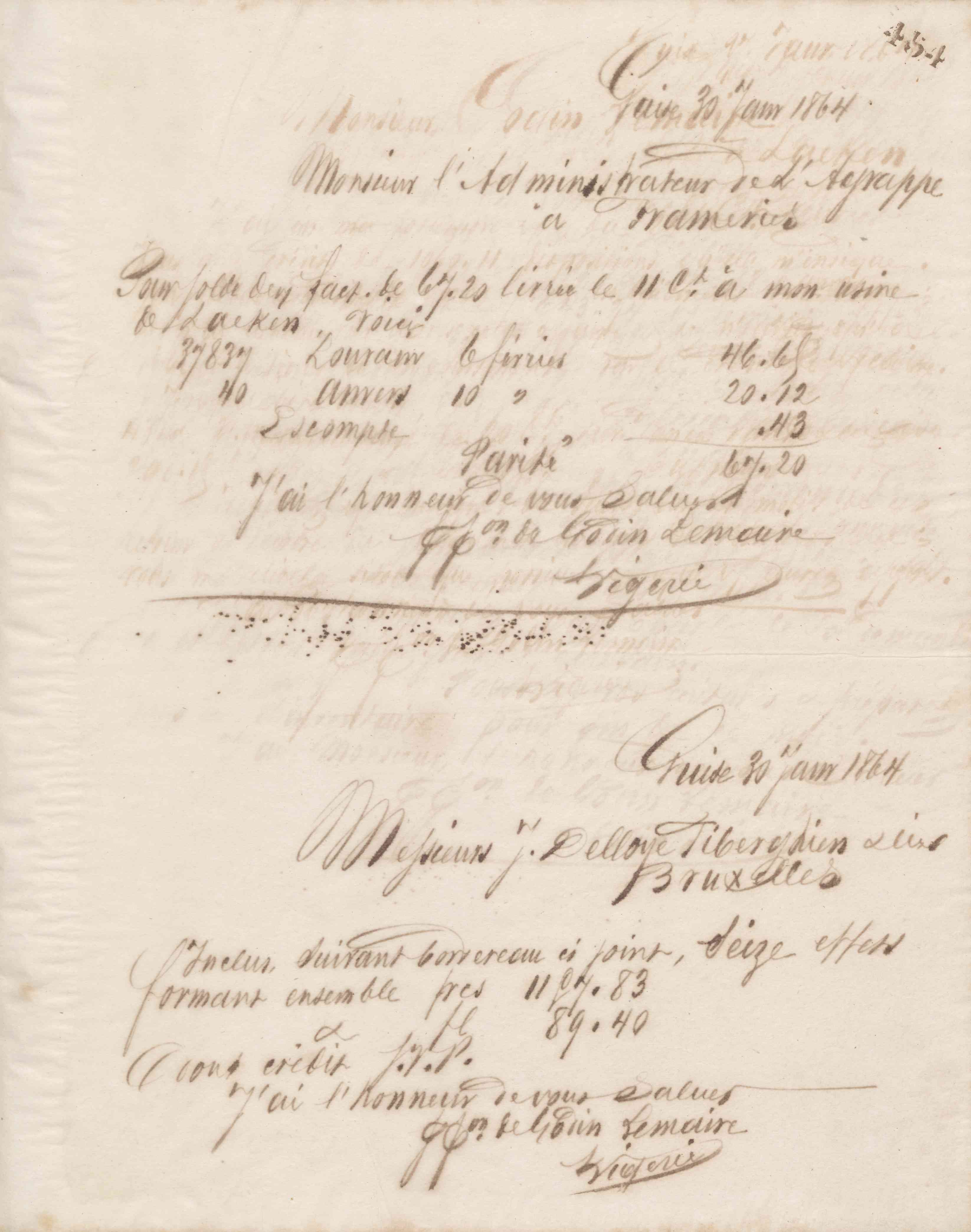 Jean-Baptiste André Godin à Delloye, Tiberghien et Cie, 30 janvier 1864 Jean-Baptiste André Godin à Delloye, Tiberghien et Cie, 30 janvier 1864