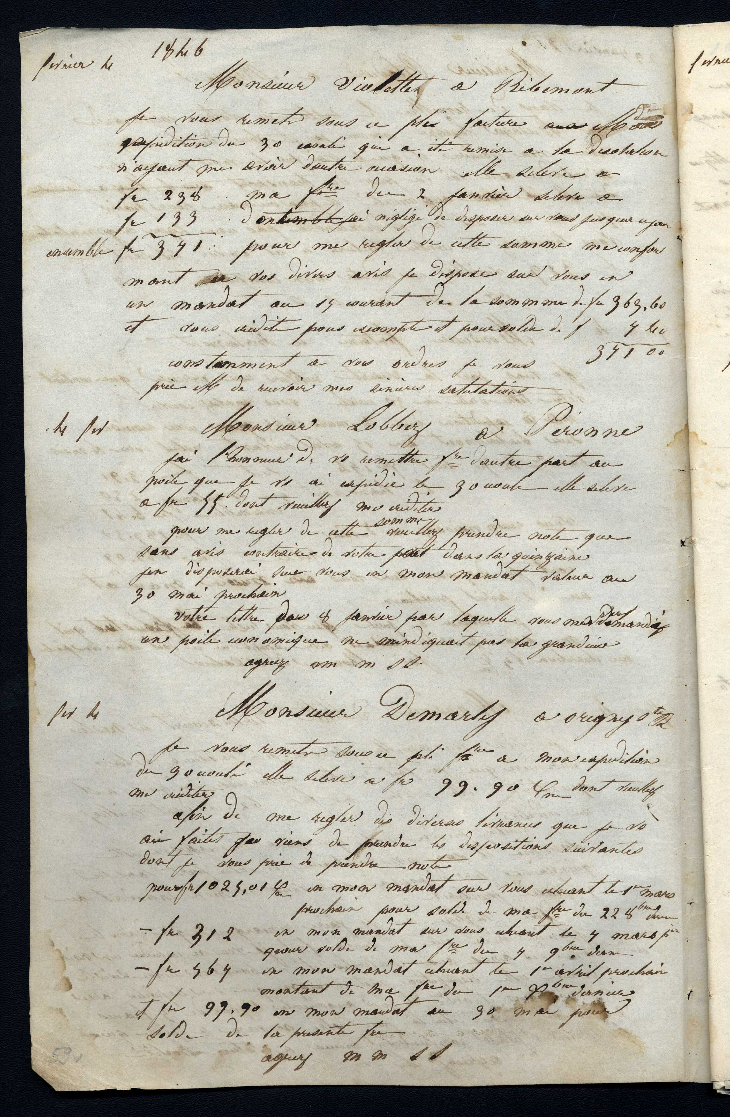 Jean-Baptiste André Godin à monsieur Demarly, 4 février [1846]