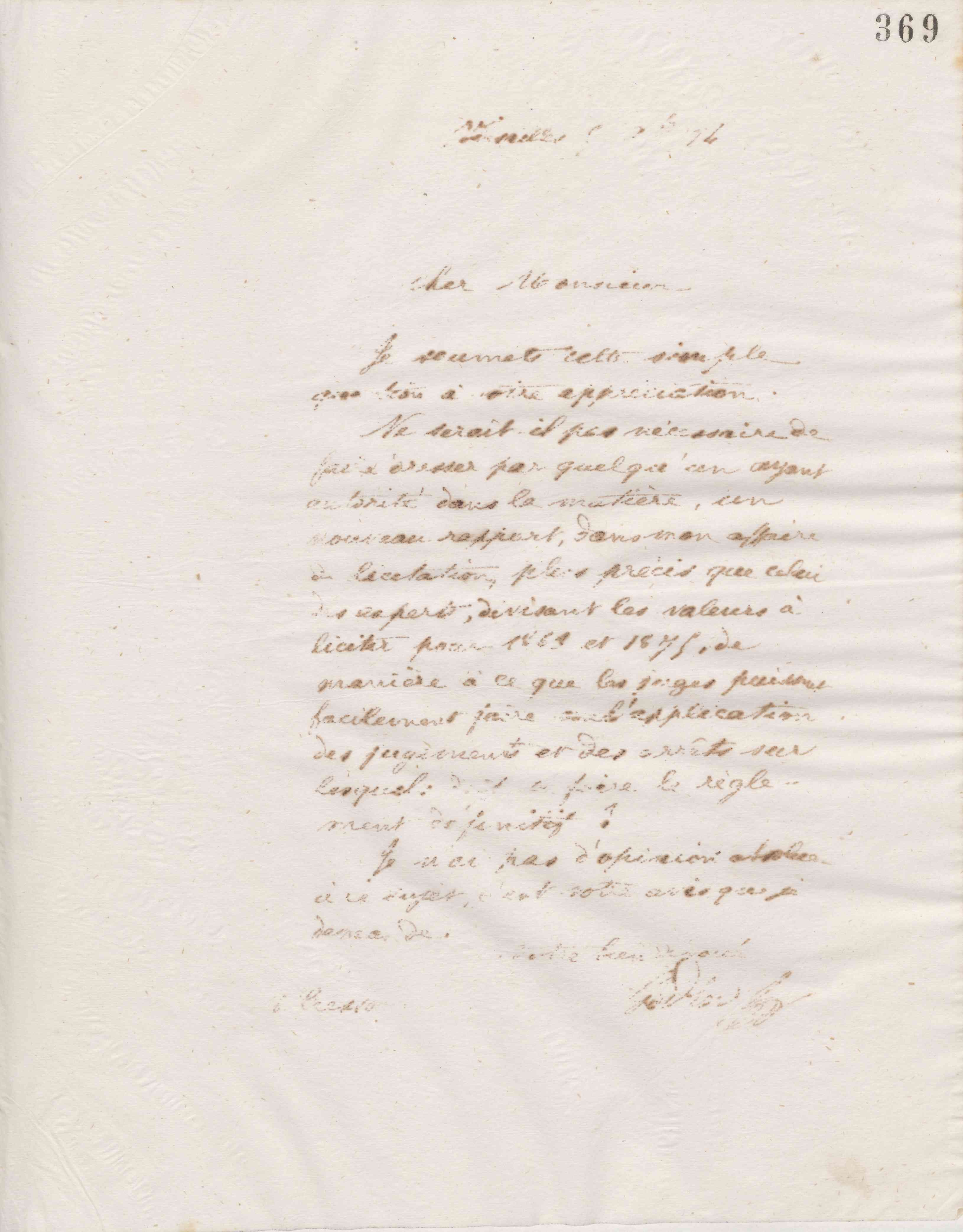 Jean-Baptiste André Godin à Guillaume Ernest Cresson, 5 décembre 1874 Jean-Baptiste André Godin à Guillaume Ernest Cresson, 5 décembre 1874