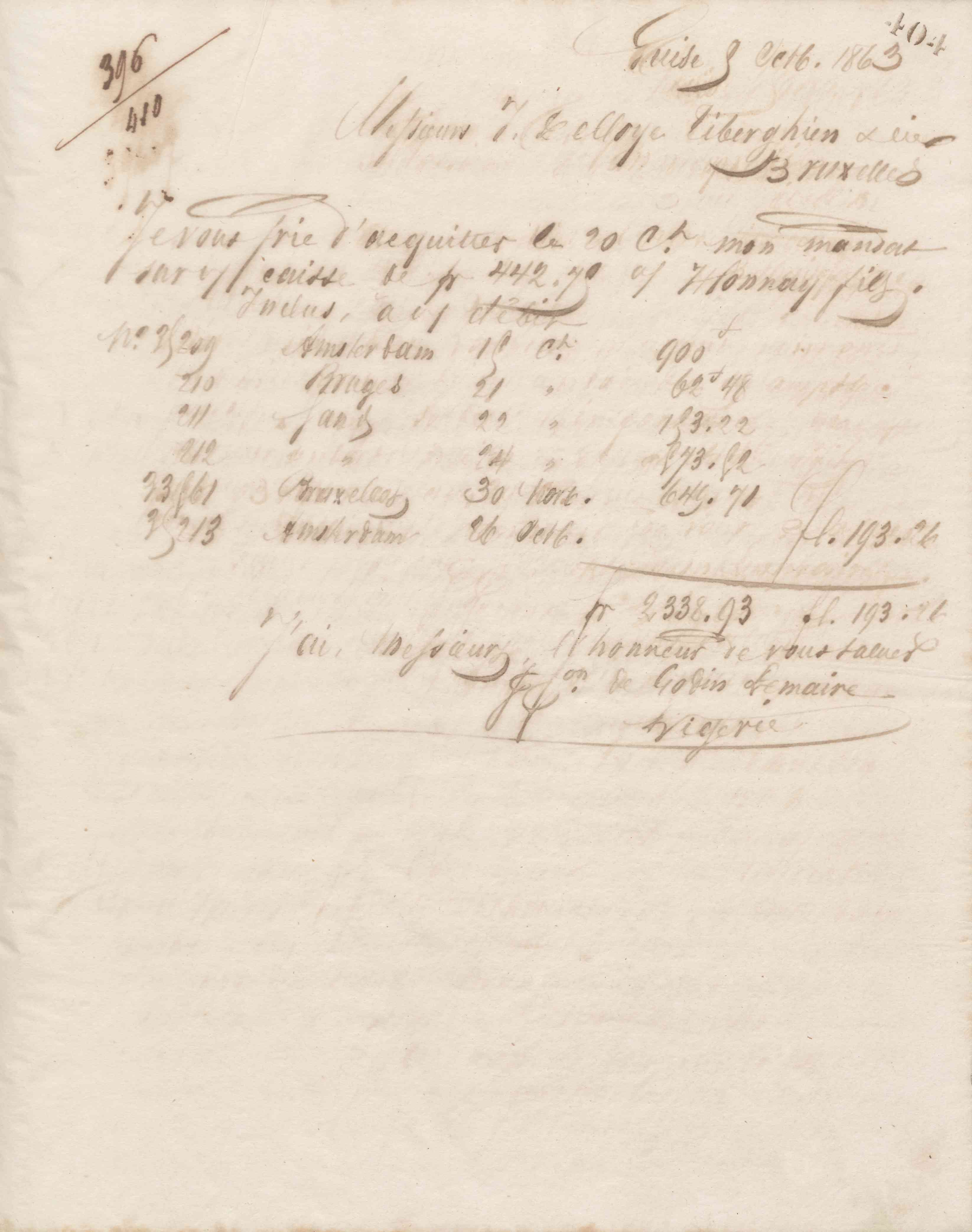 Jean-Baptiste André Godin à Delloye, Tiberghien et Cie, 5 octobre 1863 Jean-Baptiste André Godin à Delloye, Tiberghien et Cie, 5 octobre 1863