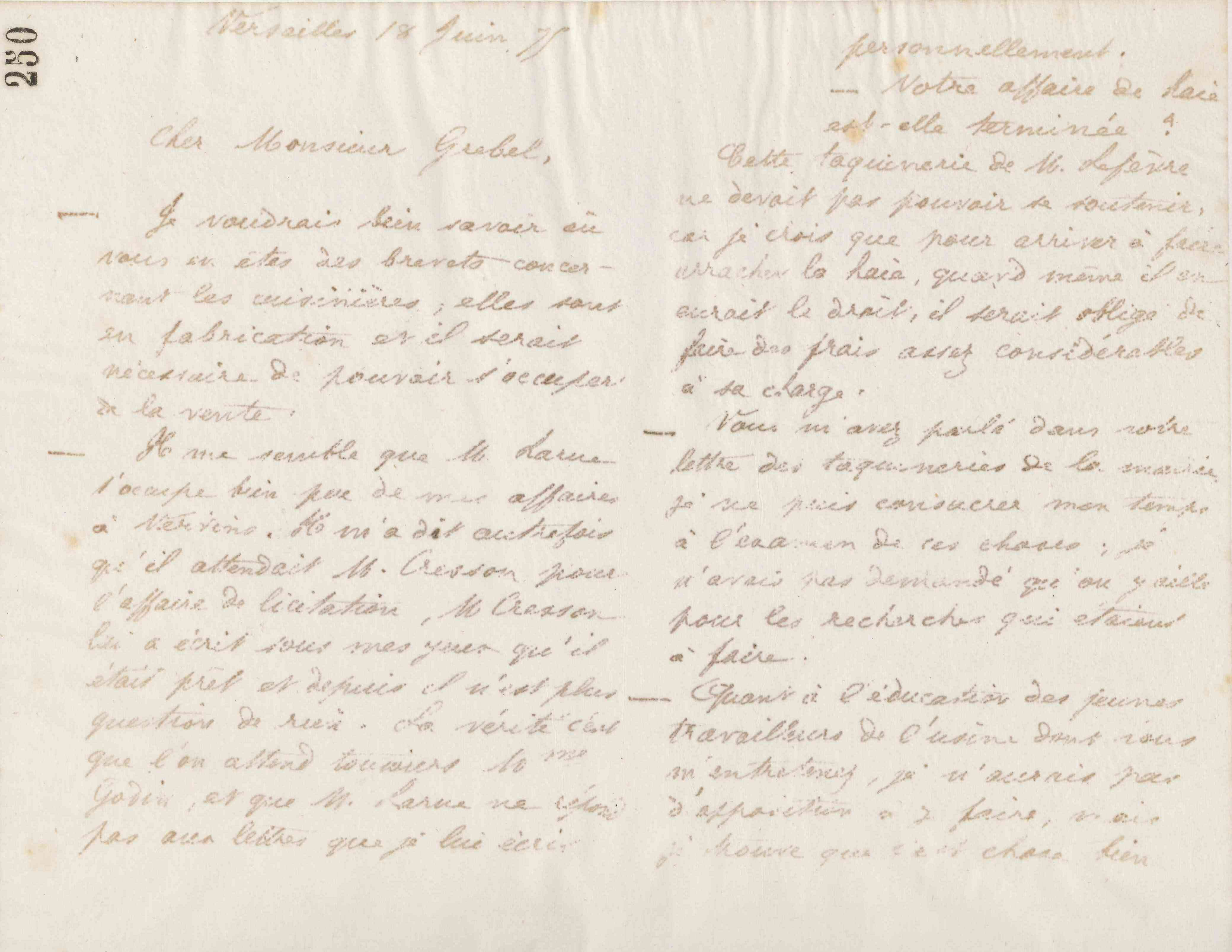 Jean-Baptiste André Godin à Alphonse Grebel, 18 juin 1875 Jean-Baptiste André Godin à Alphonse Grebel, 18 juin 1875