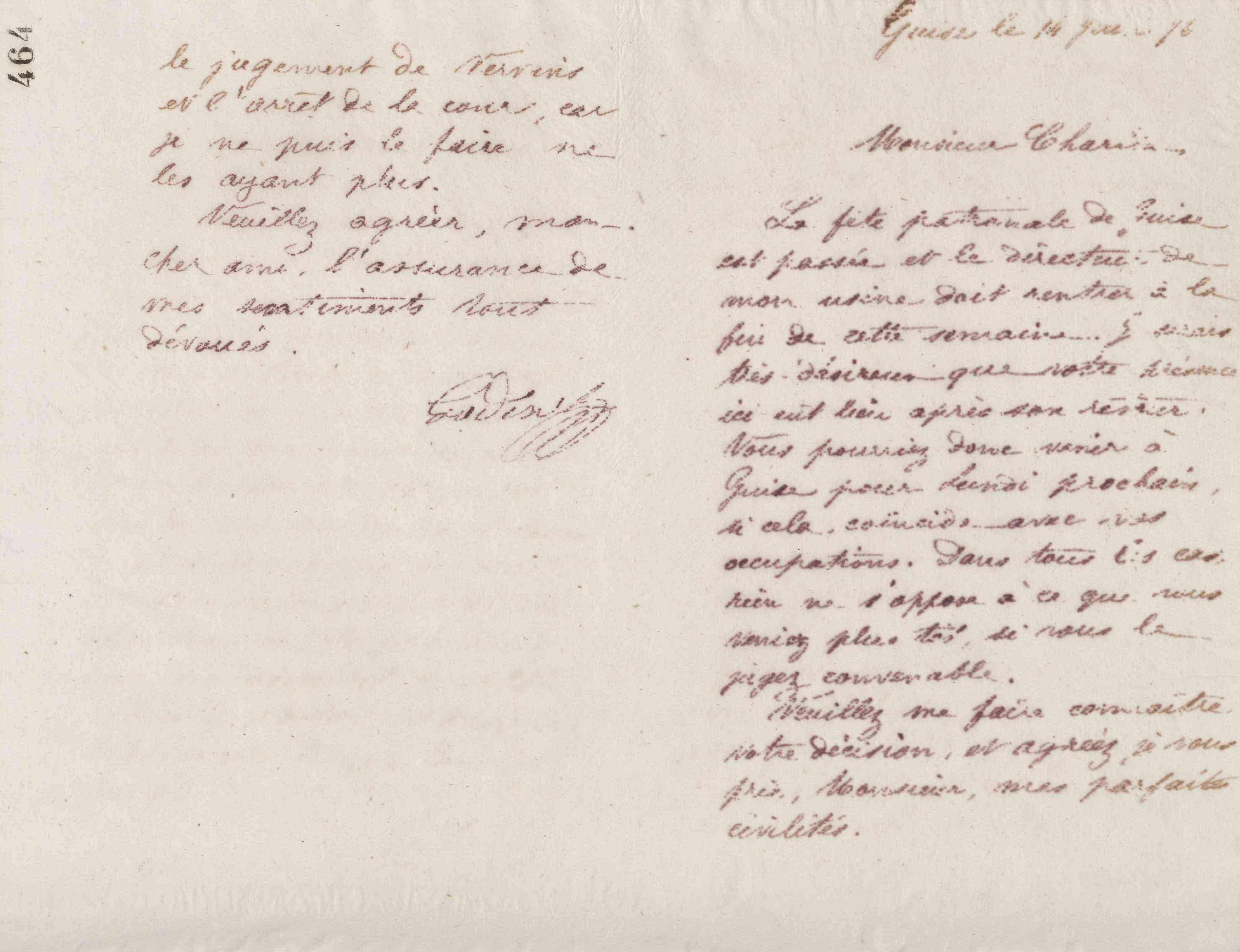 Jean-Baptiste André Godin à Gaston Ganault, 13 juin 1876