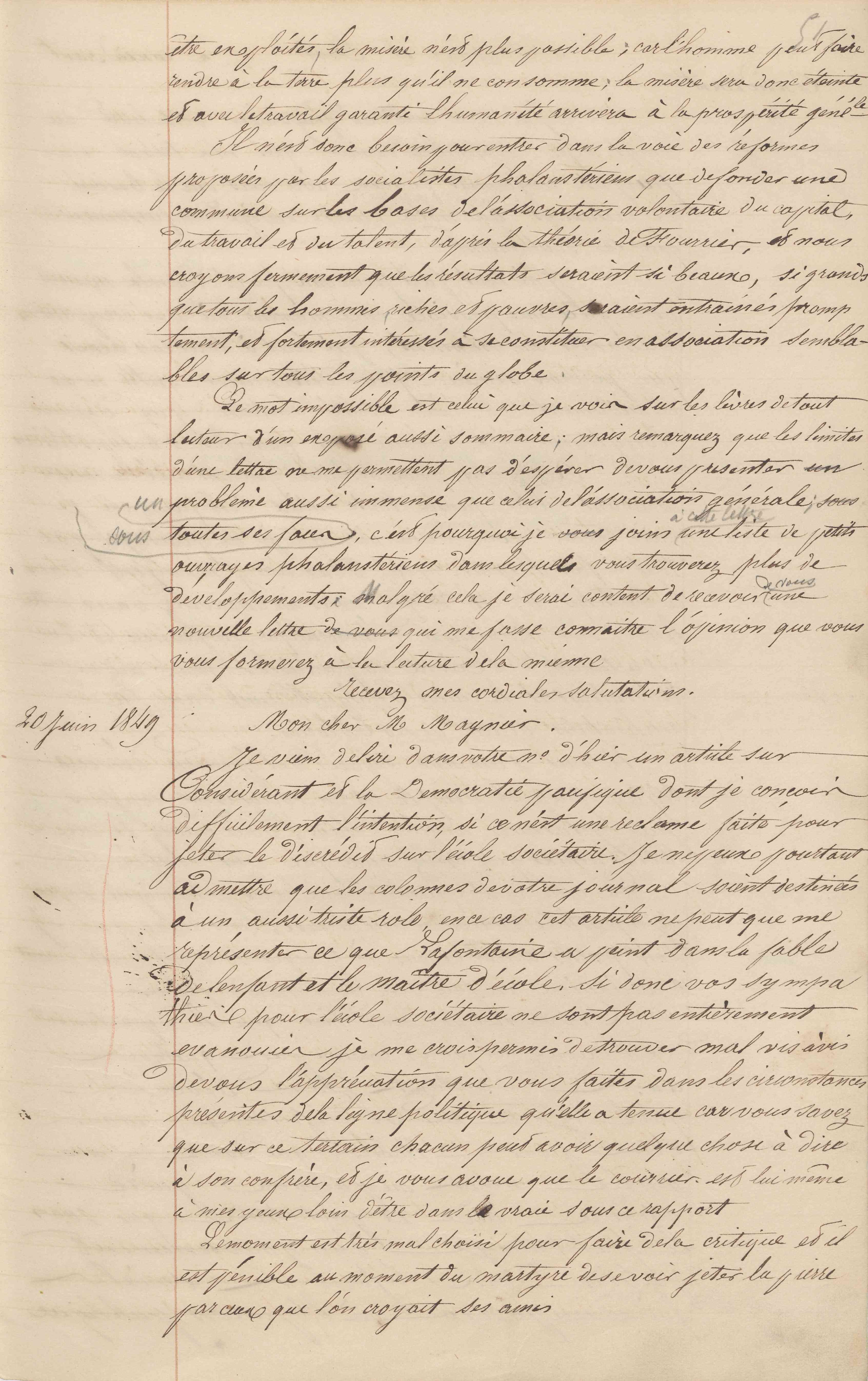 Jean-Baptiste André Godin à monsieur L. Bernus, 3 décembre 1848 Jean-Baptiste André Godin à monsieur L. Bernus, 3 décembre 1848