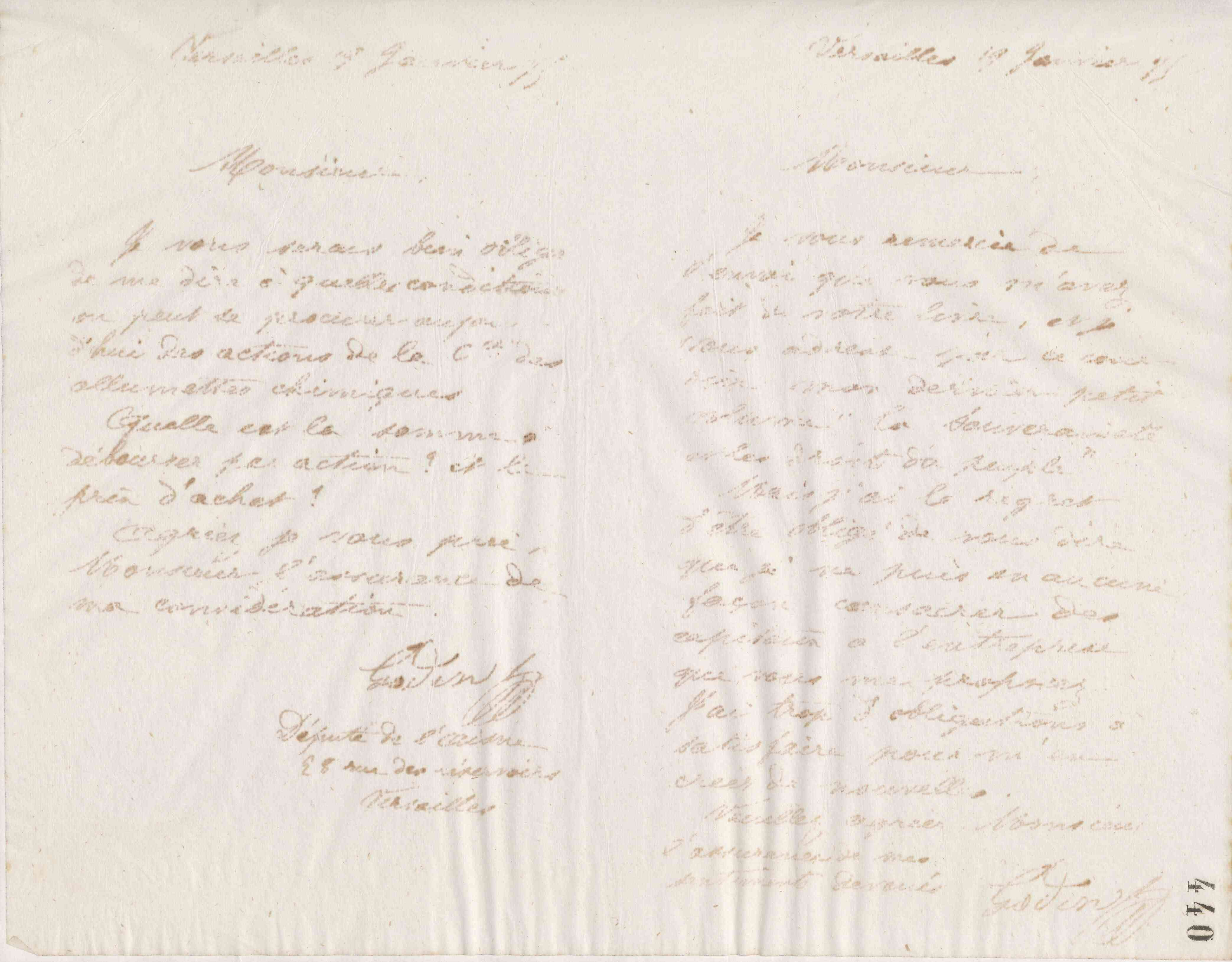 Jean-Baptiste André Godin à monsieur Étourneau, 19 janvier 1875 Jean-Baptiste André Godin à monsieur Étourneau, 19 janvier 1875