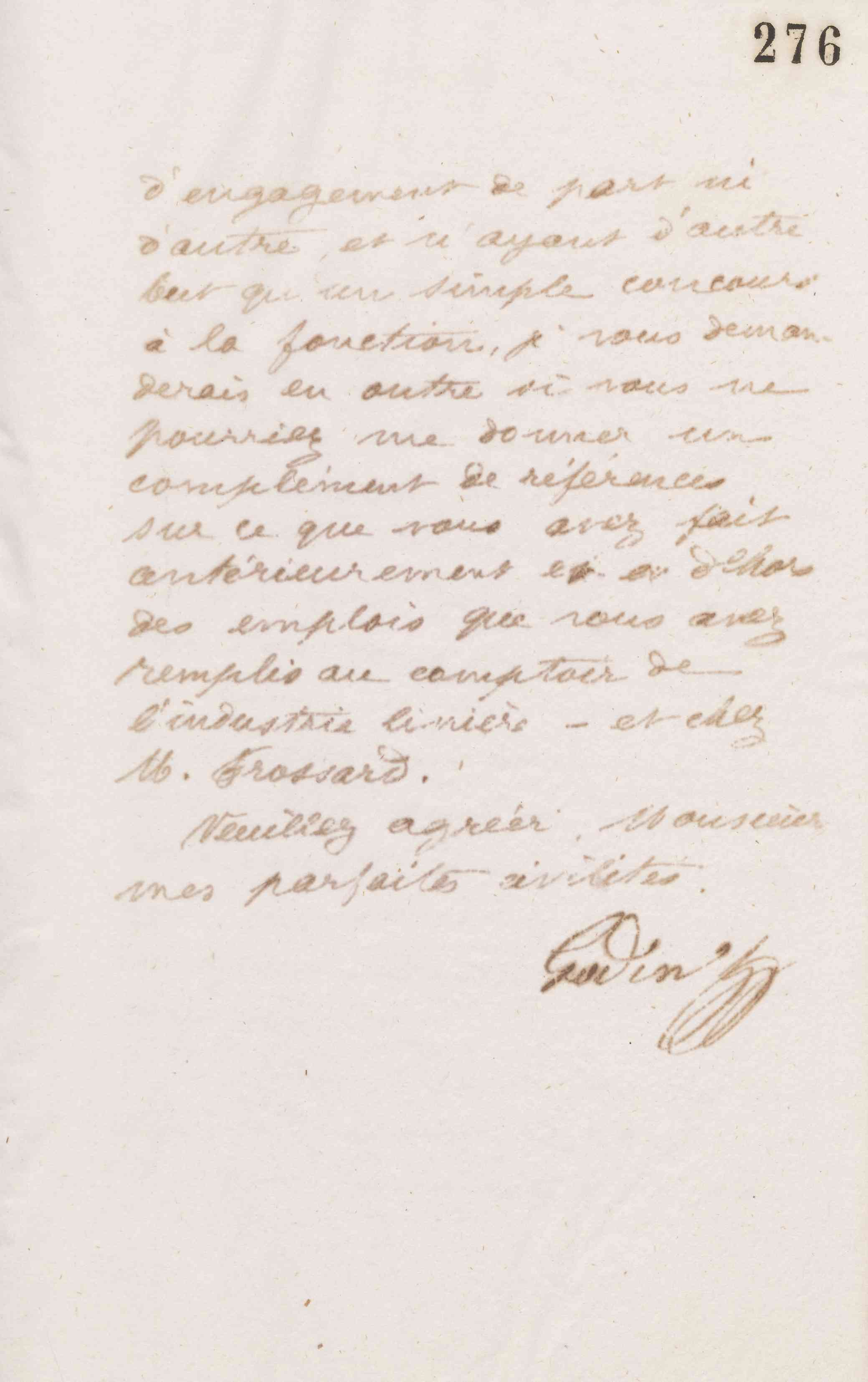 Jean-Baptiste André Godin à monsieur Taupier, 25 janvier 1874
