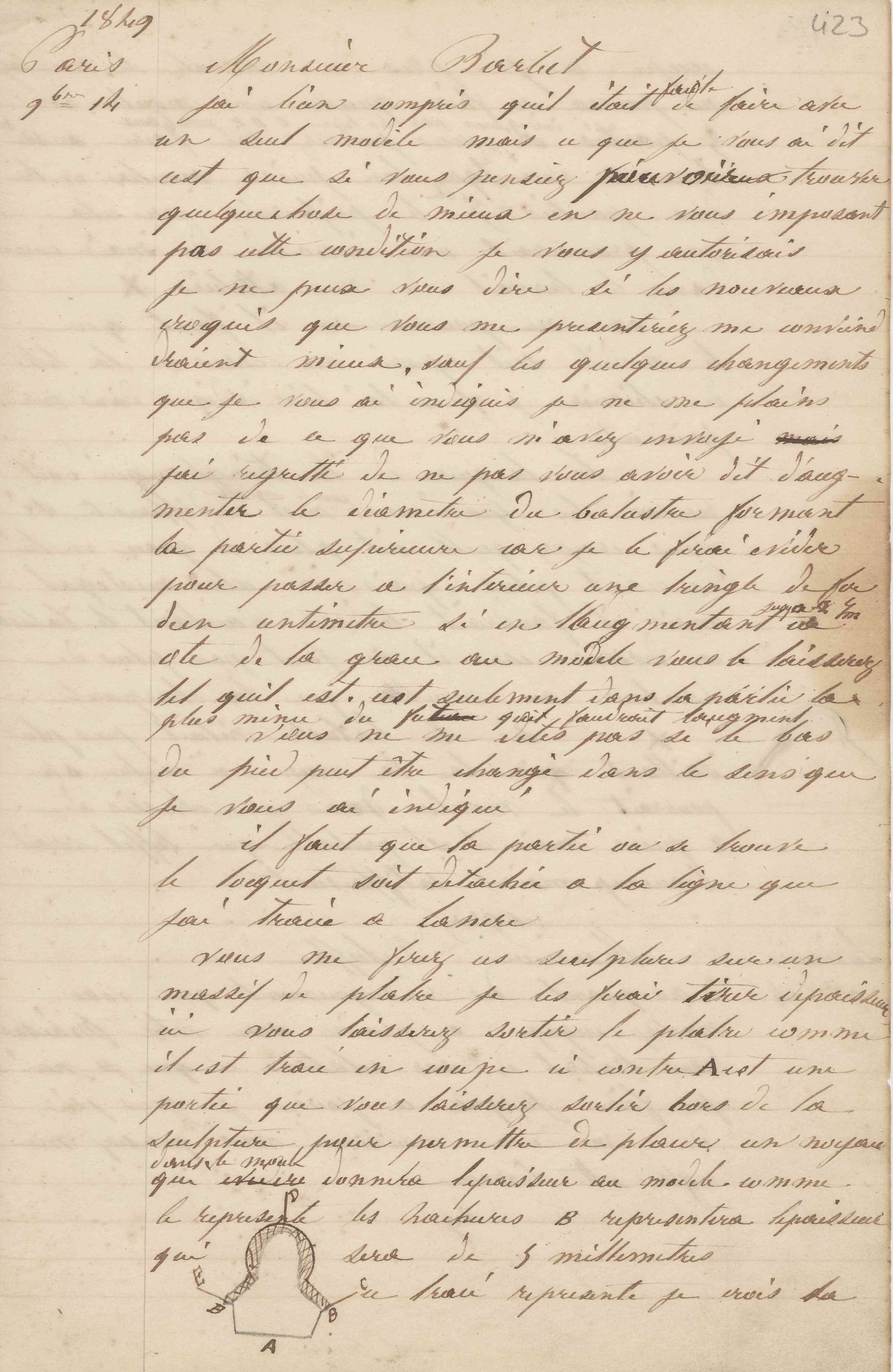 Jean-Baptiste André Godin à monsieur Barbet, 14 novembre [1849]