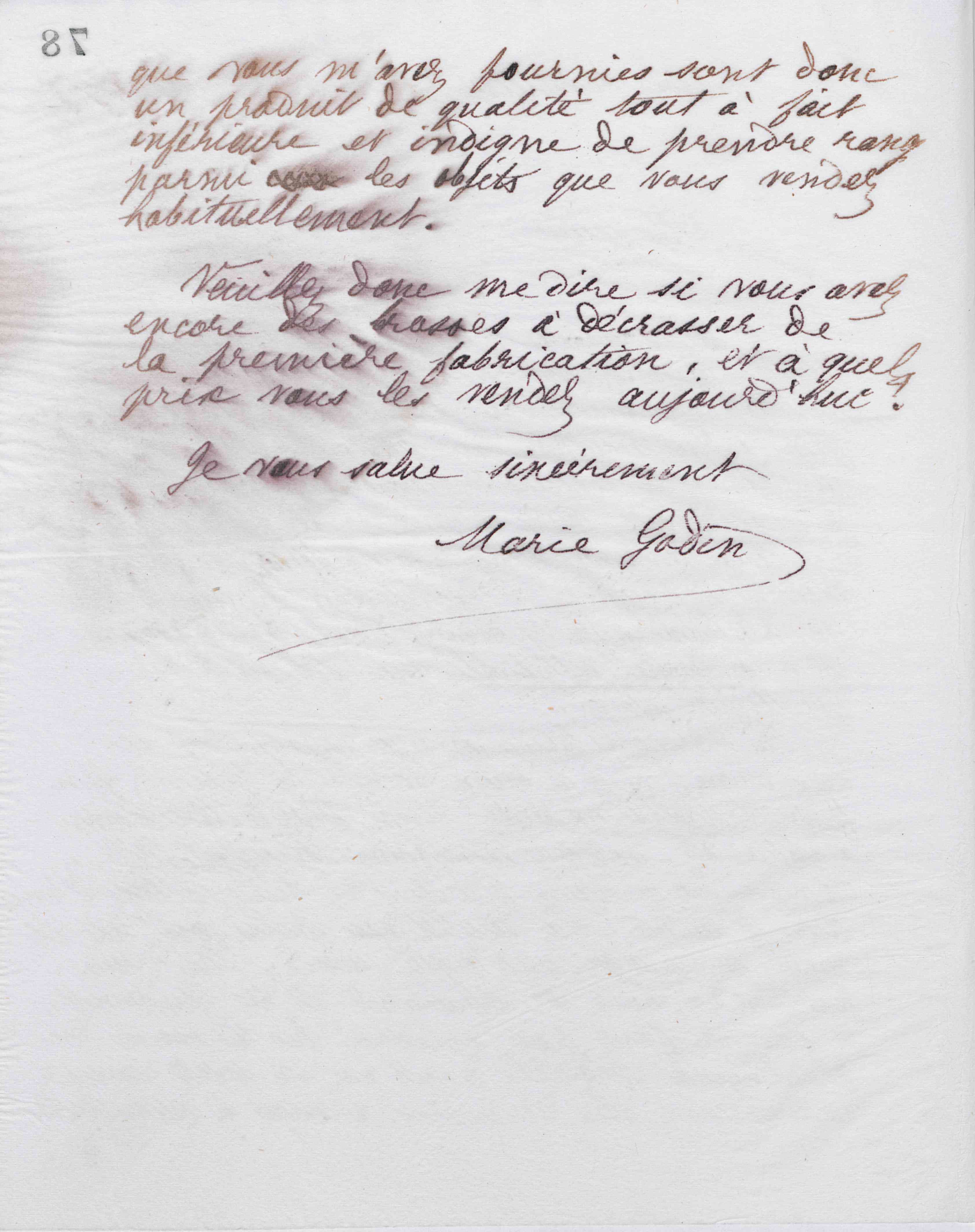Marie Moret à Rehns et Cie, 23 avril 1887
