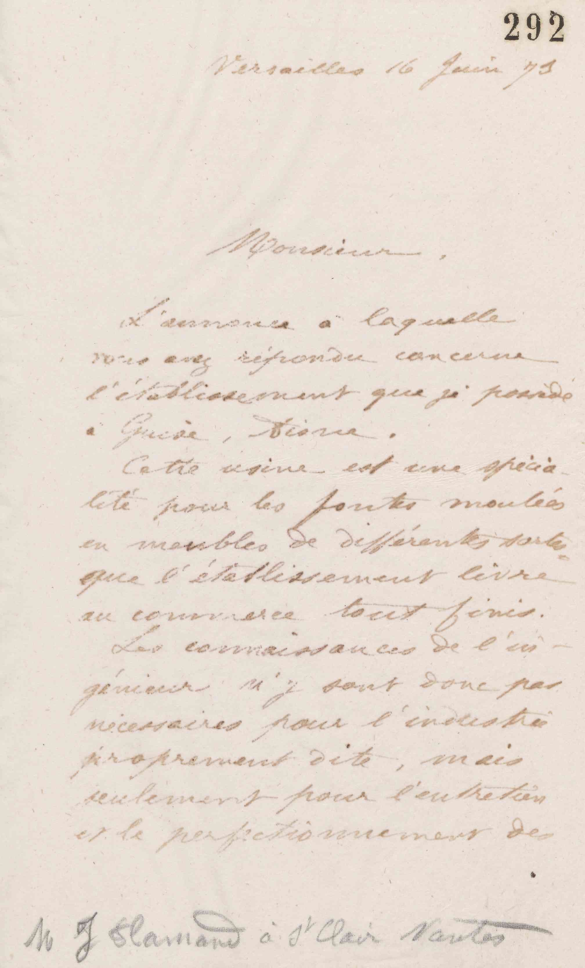 Jean-Baptiste André Godin à monsieur J. Flamand, 16 juin 1873