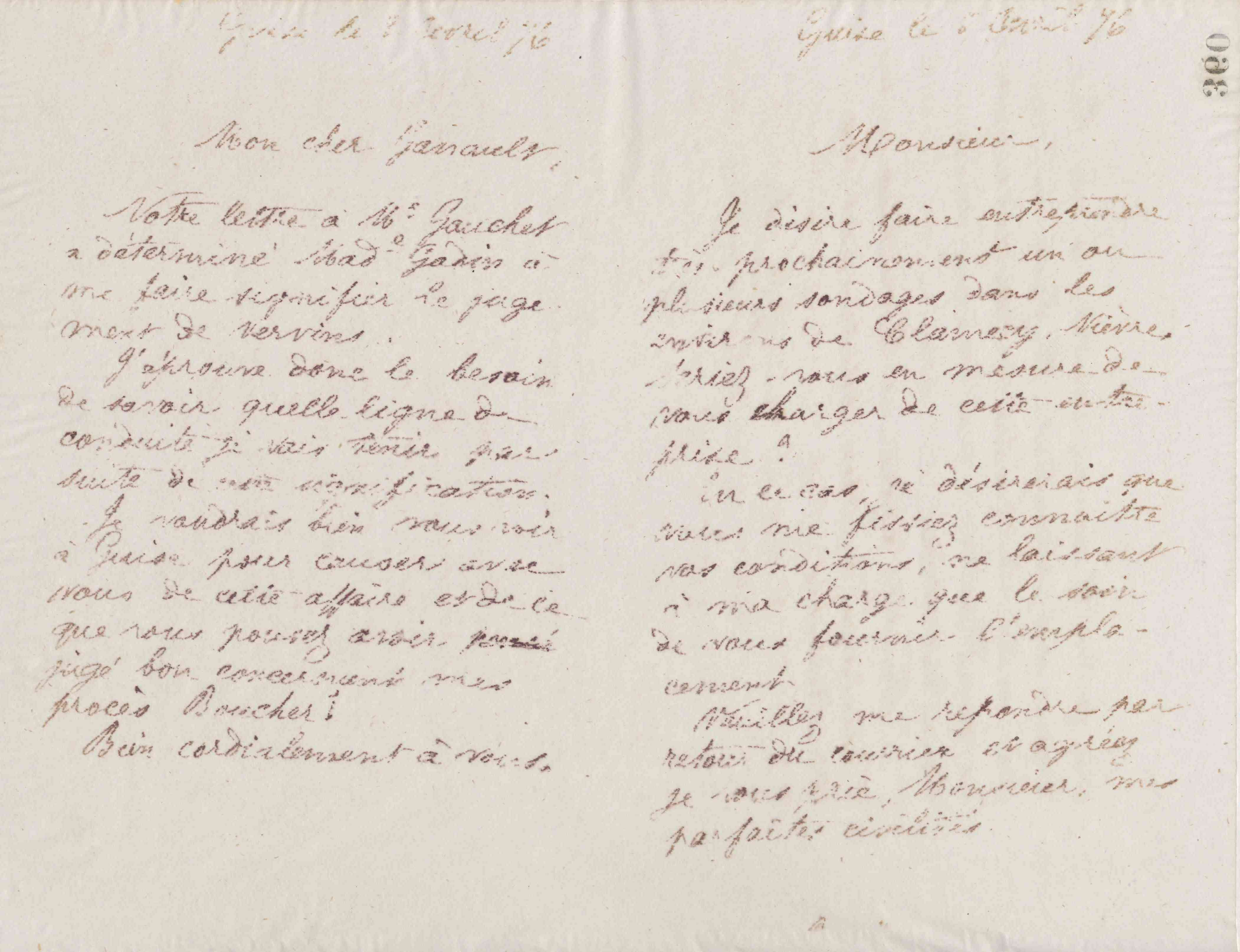 Jean-Baptiste André Godin à Gaston Ganault, 8 avril 1876 Jean-Baptiste André Godin à Gaston Ganault, 8 avril 1876