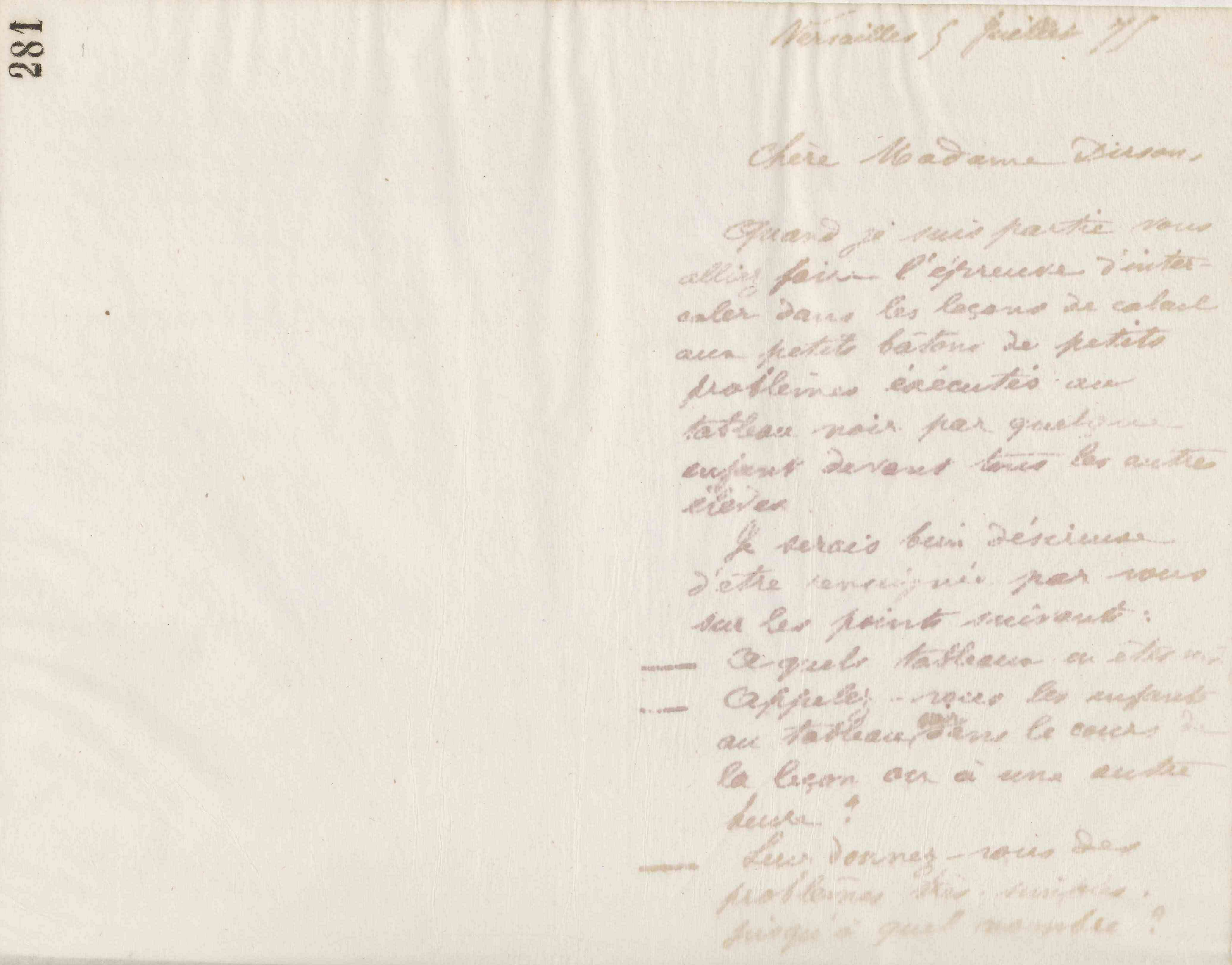 Marie Moret à madame Dirson, 5 juillet 1875 Marie Moret à madame Dirson, 5 juillet 1875