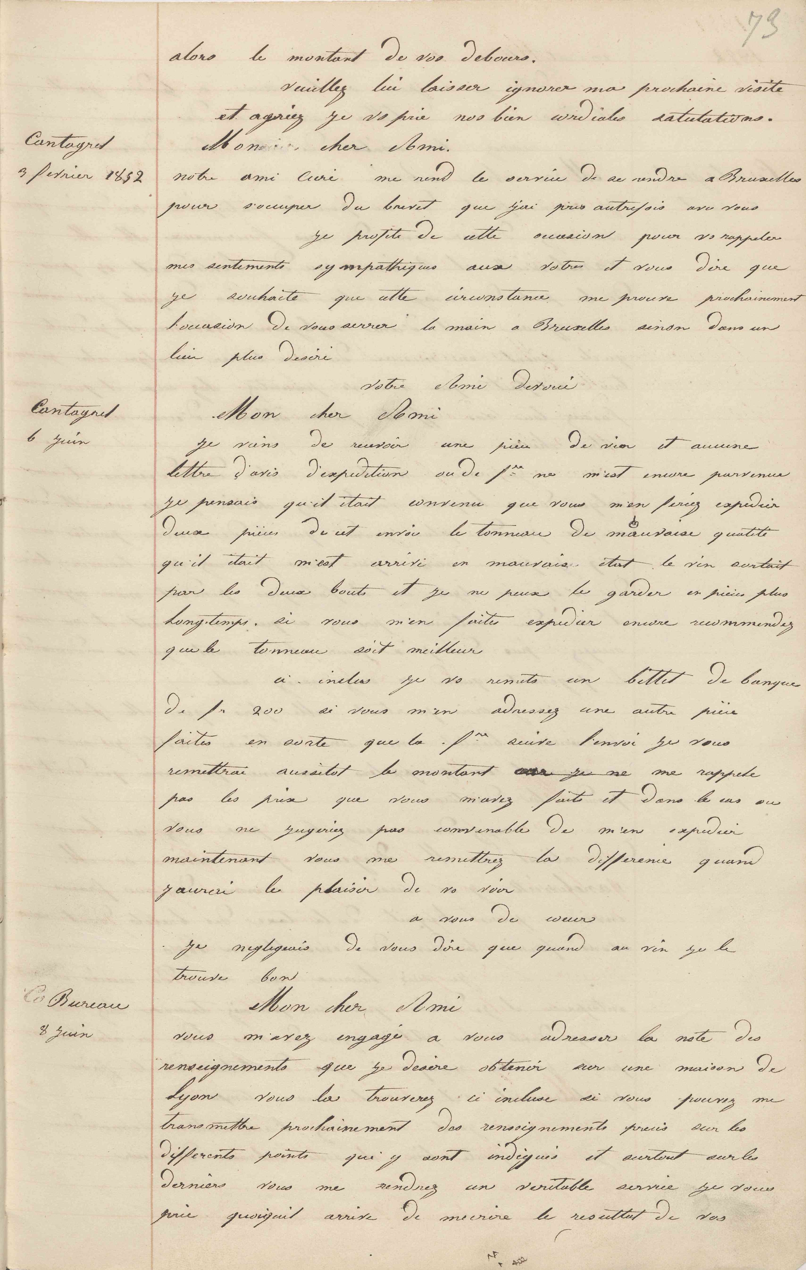 Jean-Baptiste André Godin à Allyre Bureau, 8 juin 1852 Jean-Baptiste André Godin à Allyre Bureau, 8 juin 1852