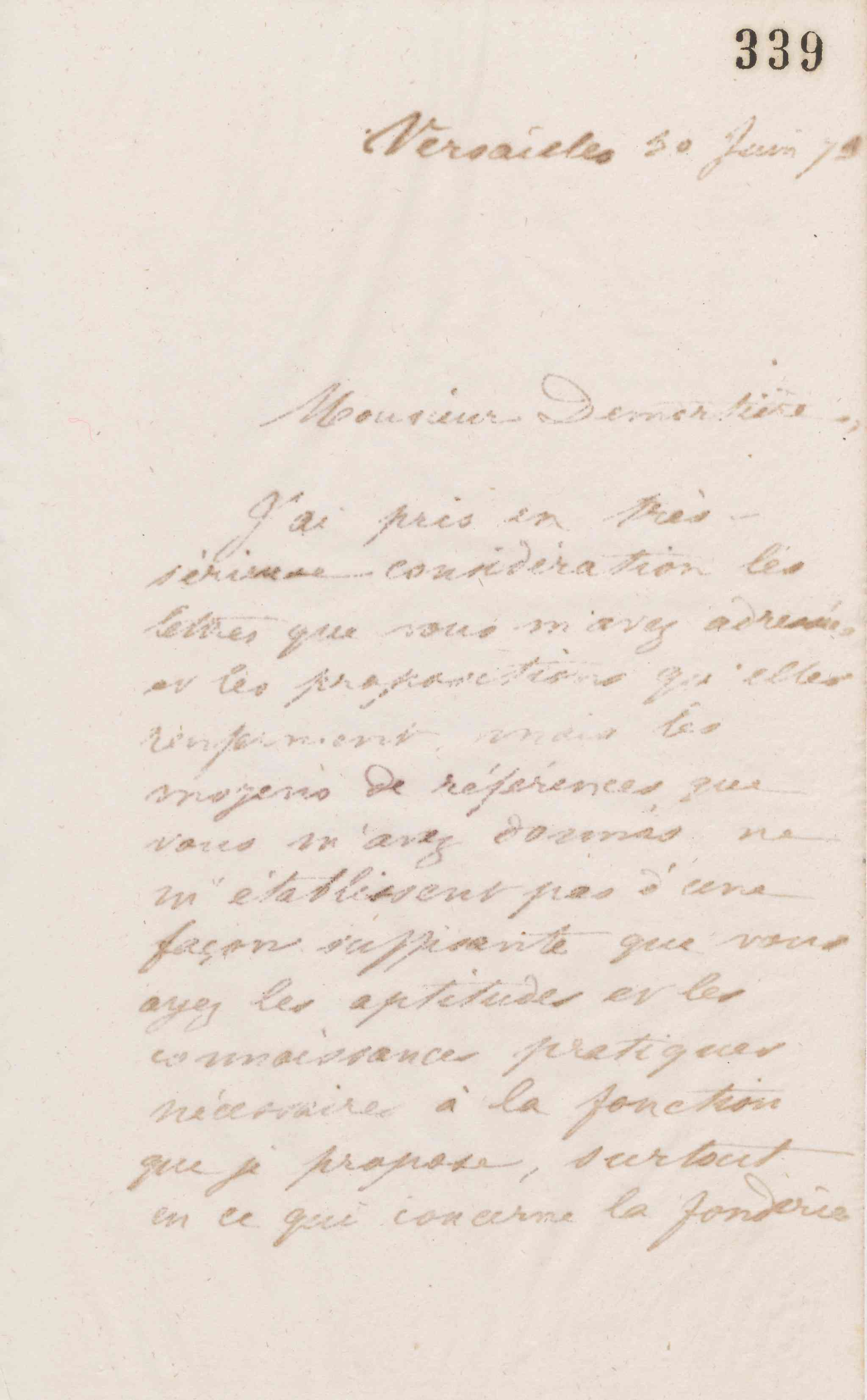 Jean-Baptiste André Godin à monsieur Demortière, 30 juin 1873
