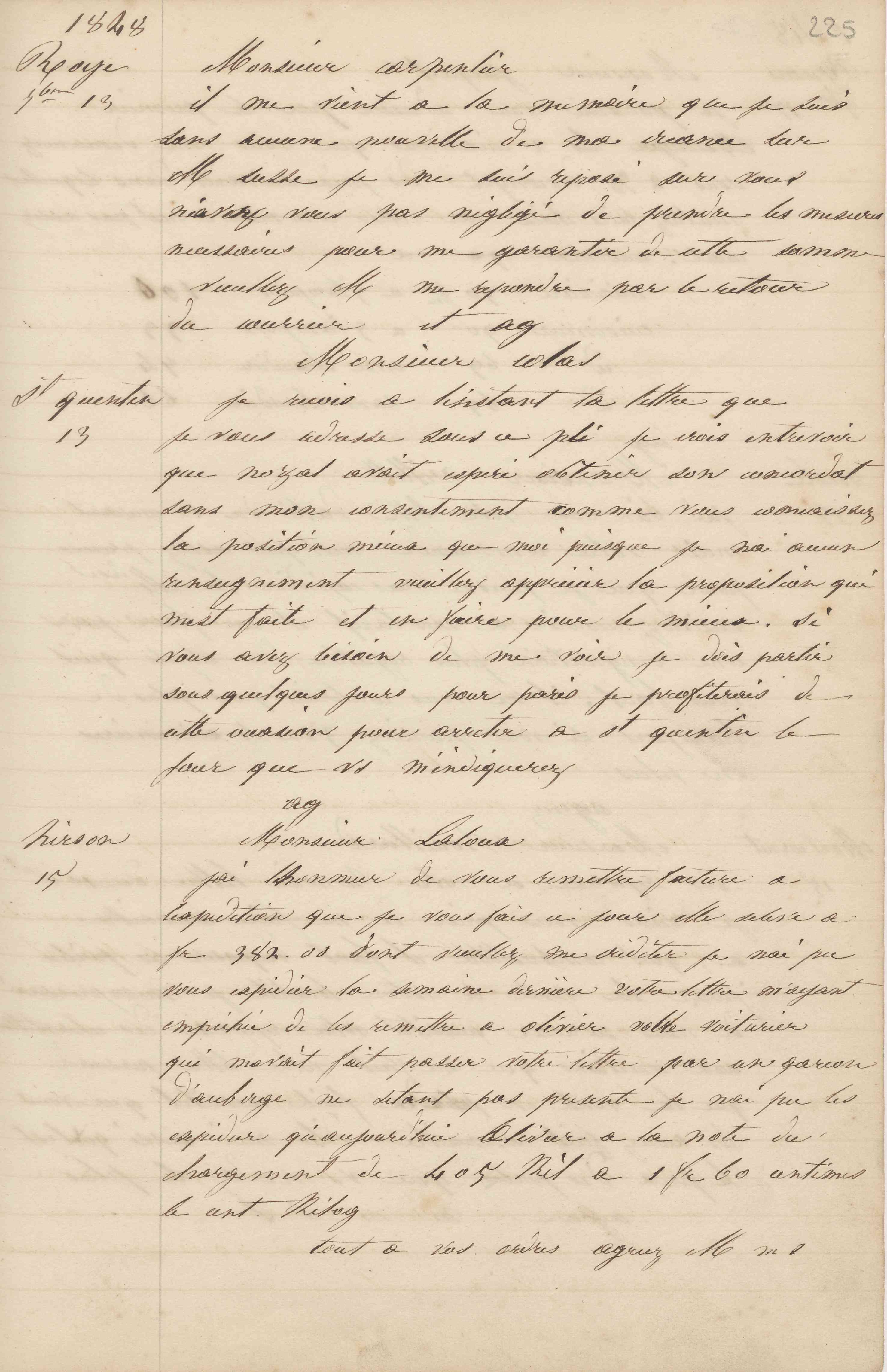 Jean-Baptiste André Godin à monsieur Colas, 13 septembre 1848