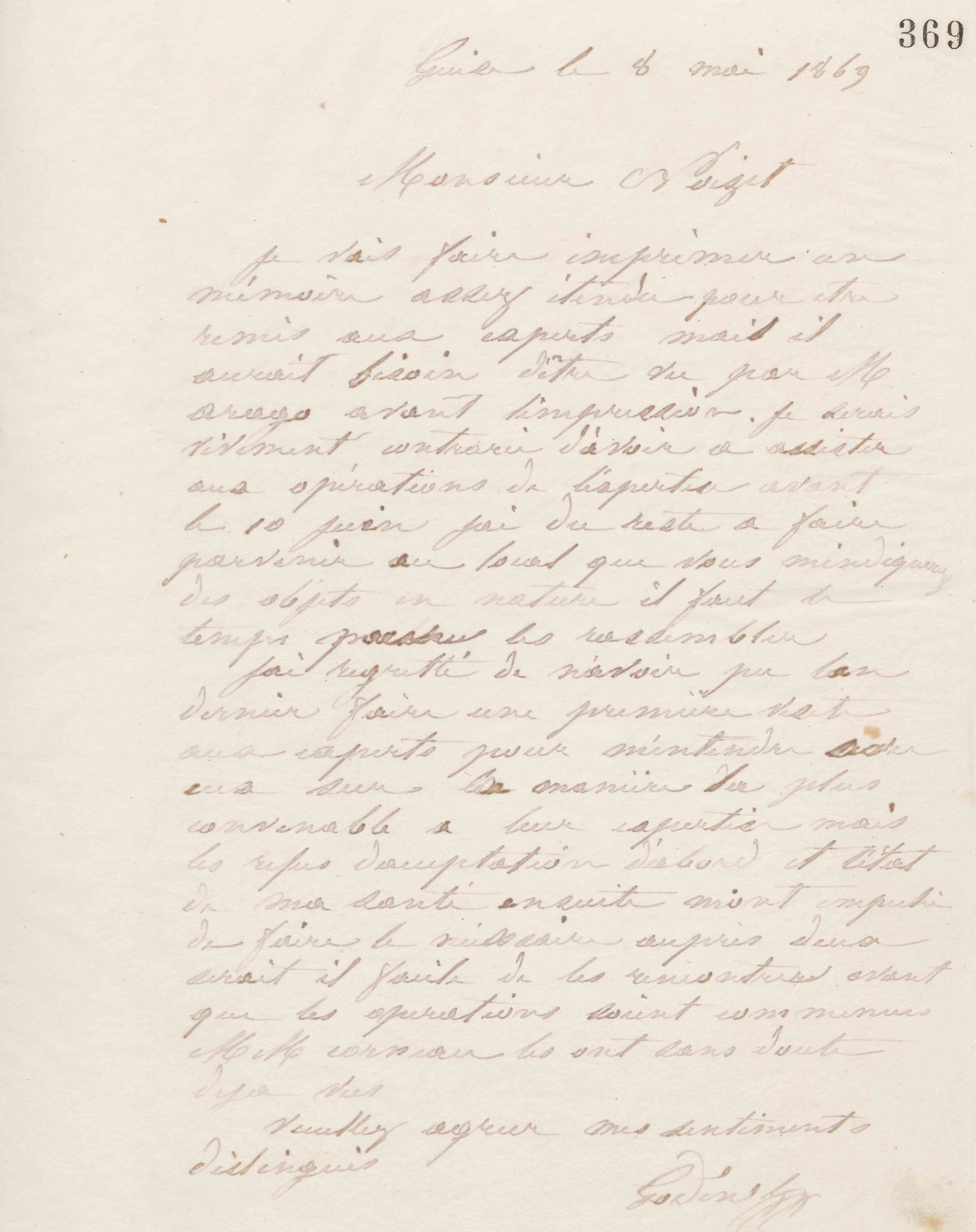 Jean-Baptiste André Godin à Charles René Noizet, 8 mai 1869