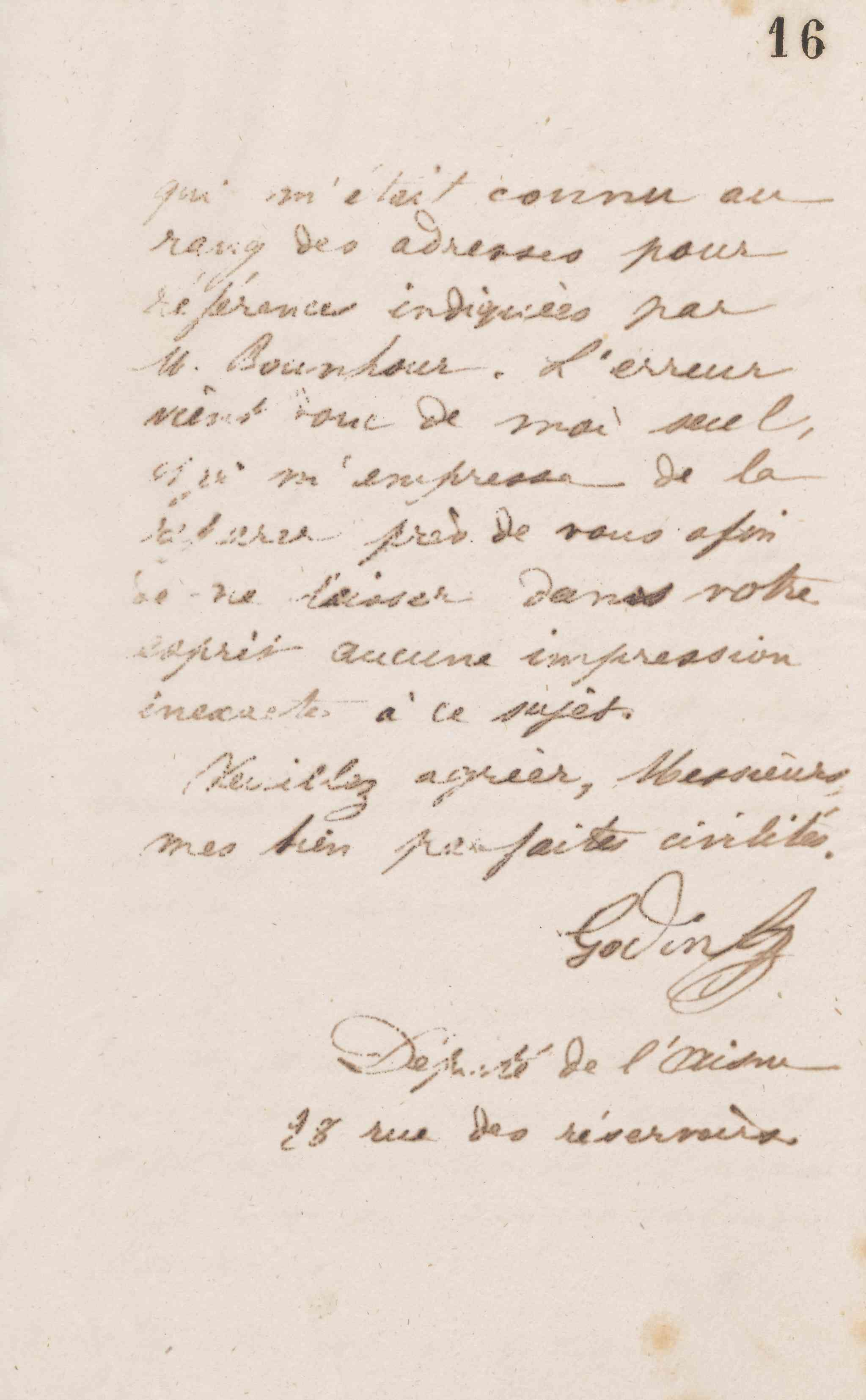 Jean-Baptiste André Godin à monsieur Béjot et Cie, 19 janvier 1873