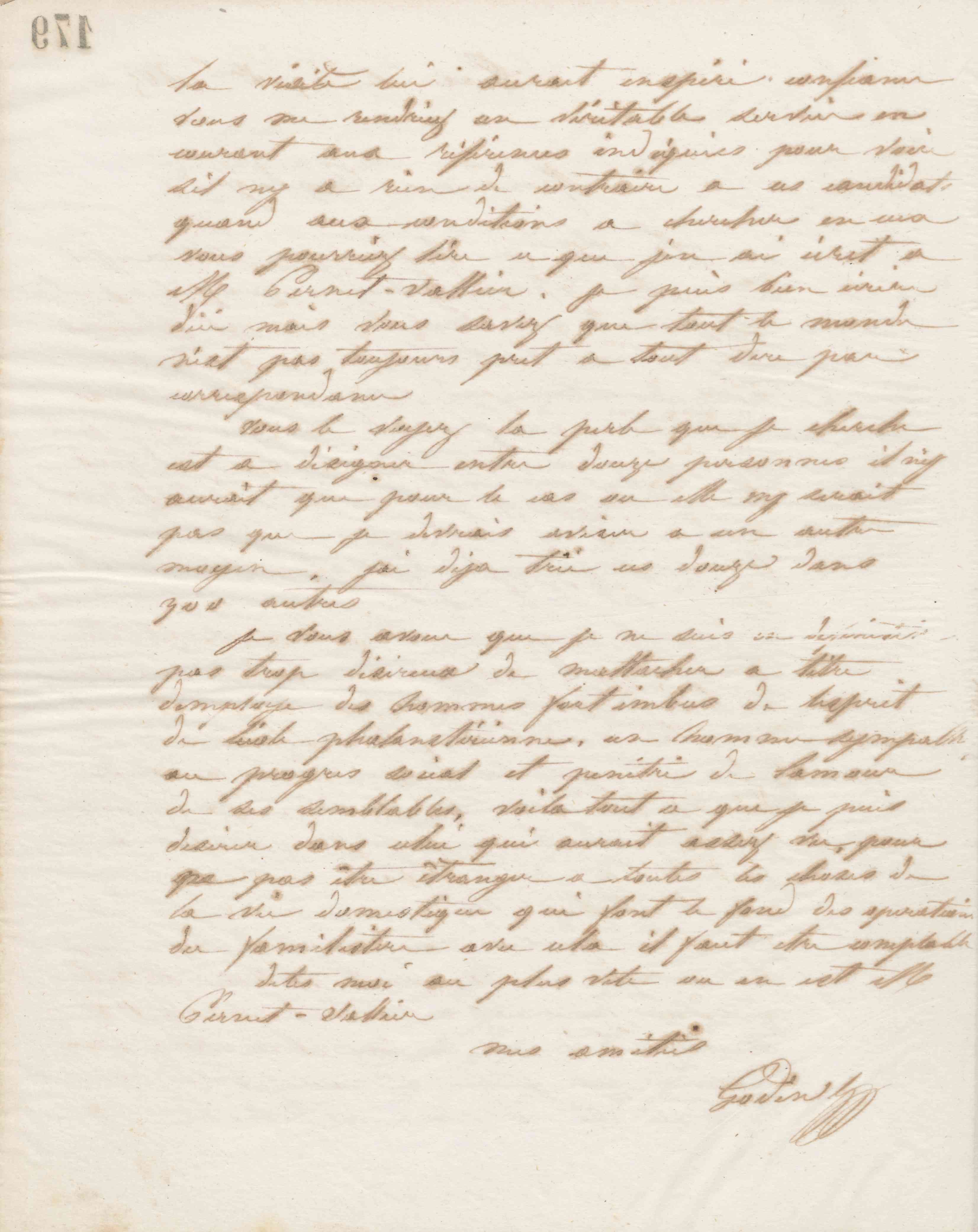 Jean-Baptiste André Godin à François Cantagrel, 9 octobre 1865