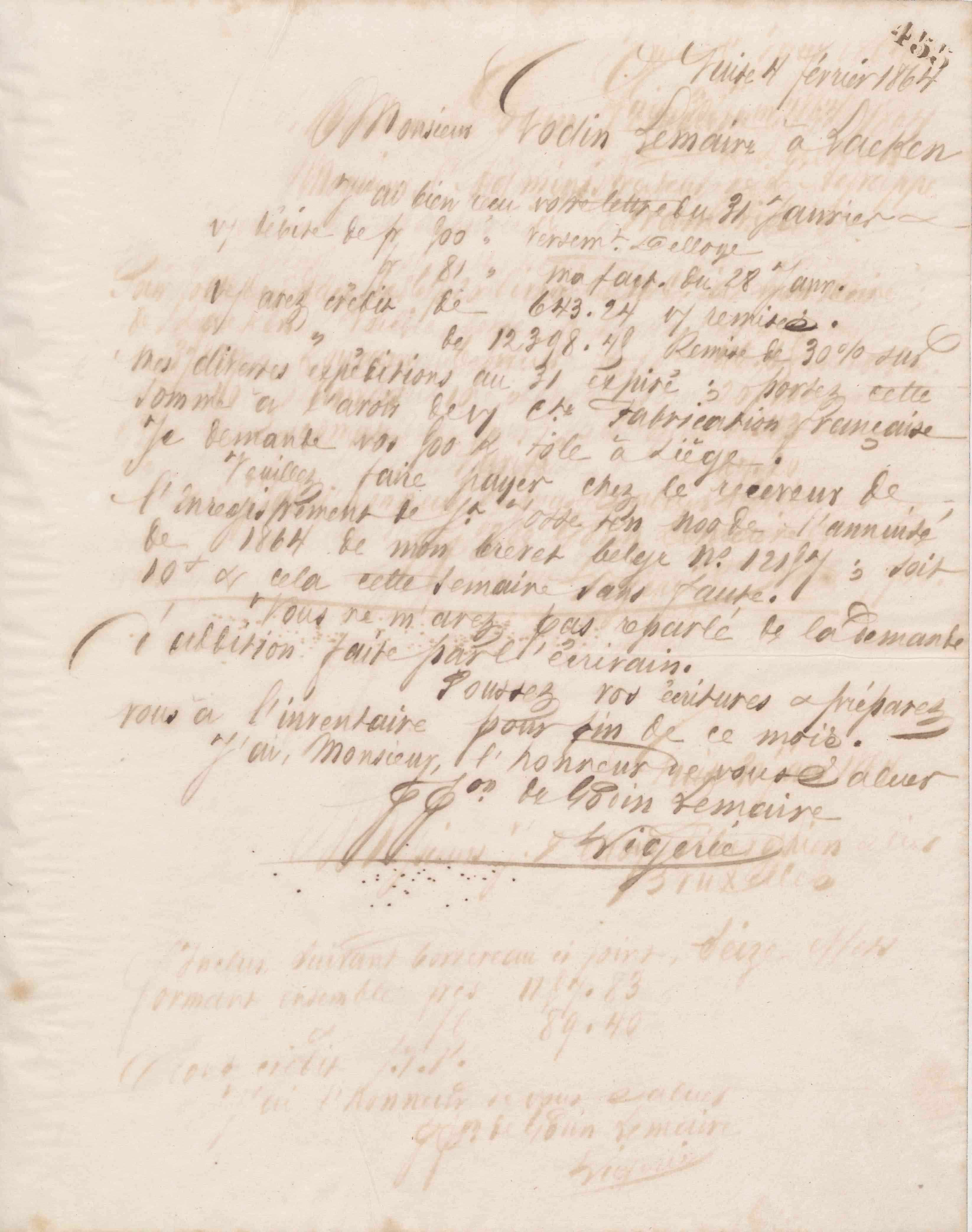 Jean-Baptiste André Godin aux Fonderies et manufactures Godin-Lemaire, 4 février 1864