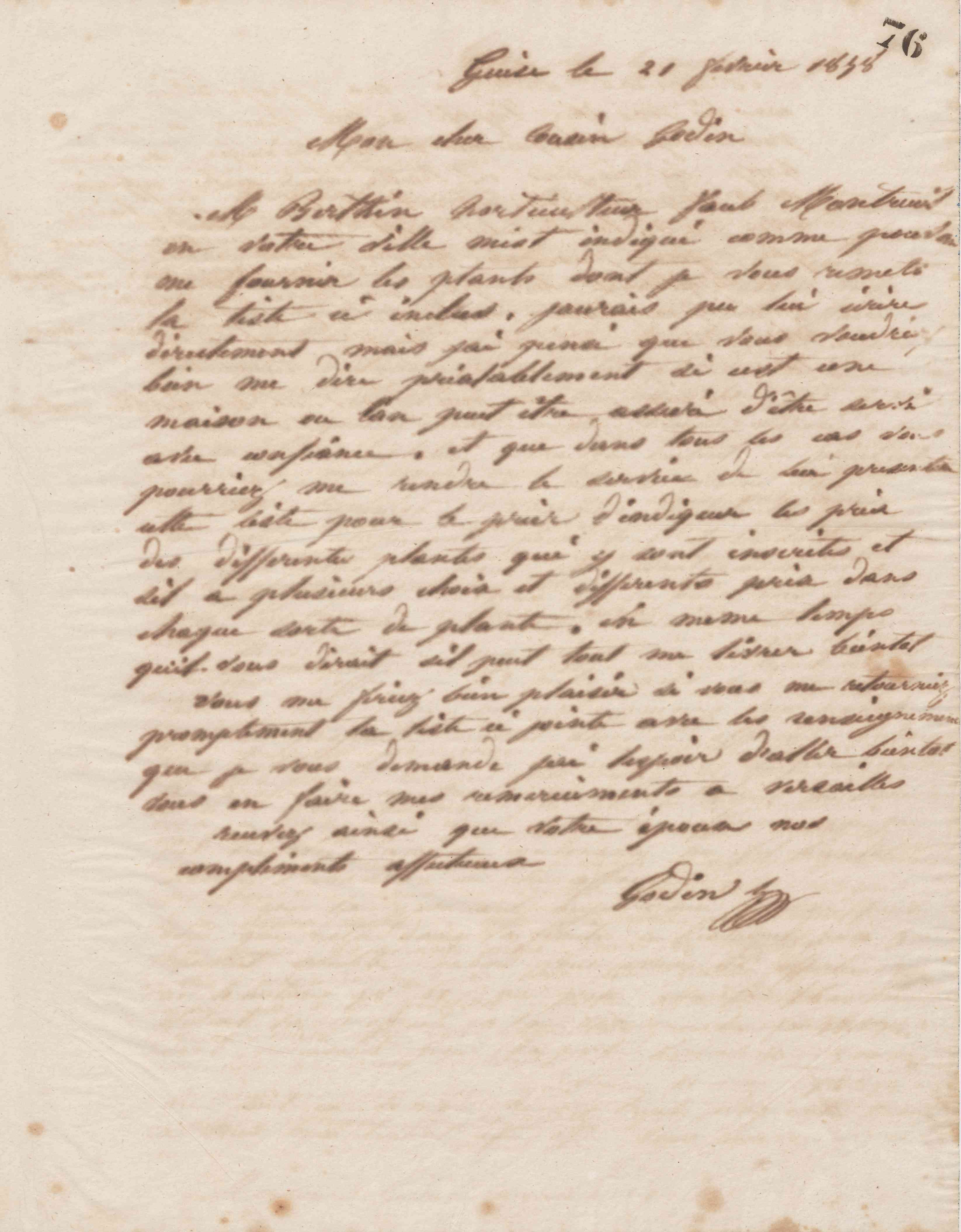 Jean-Baptiste André Godin à monsieur Godin, 21 février 1858 Jean-Baptiste André Godin à monsieur Godin, 21 février 1858