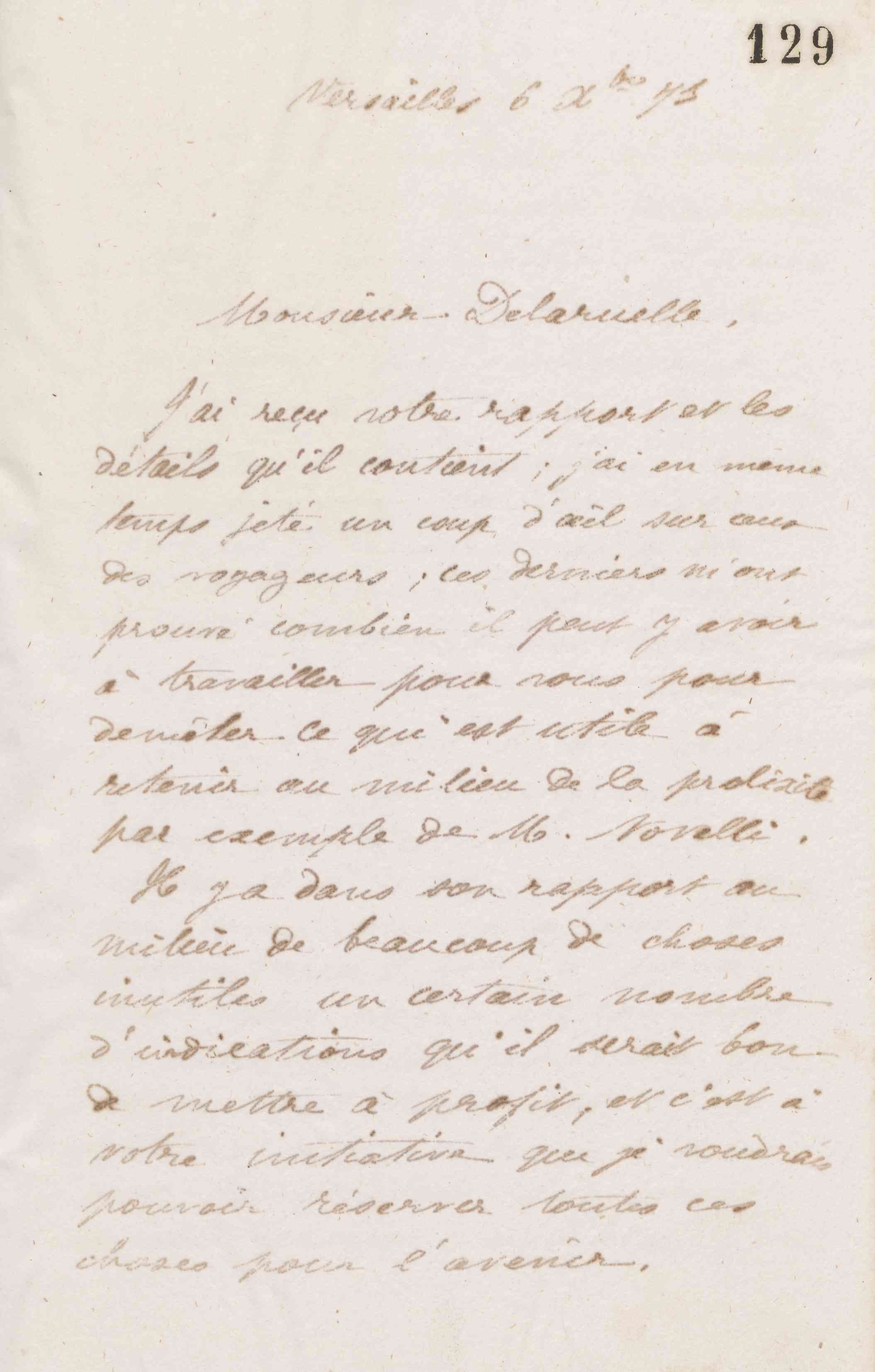 Jean-Baptiste André Godin à monsieur Delaruelle, 6 décembre 1873