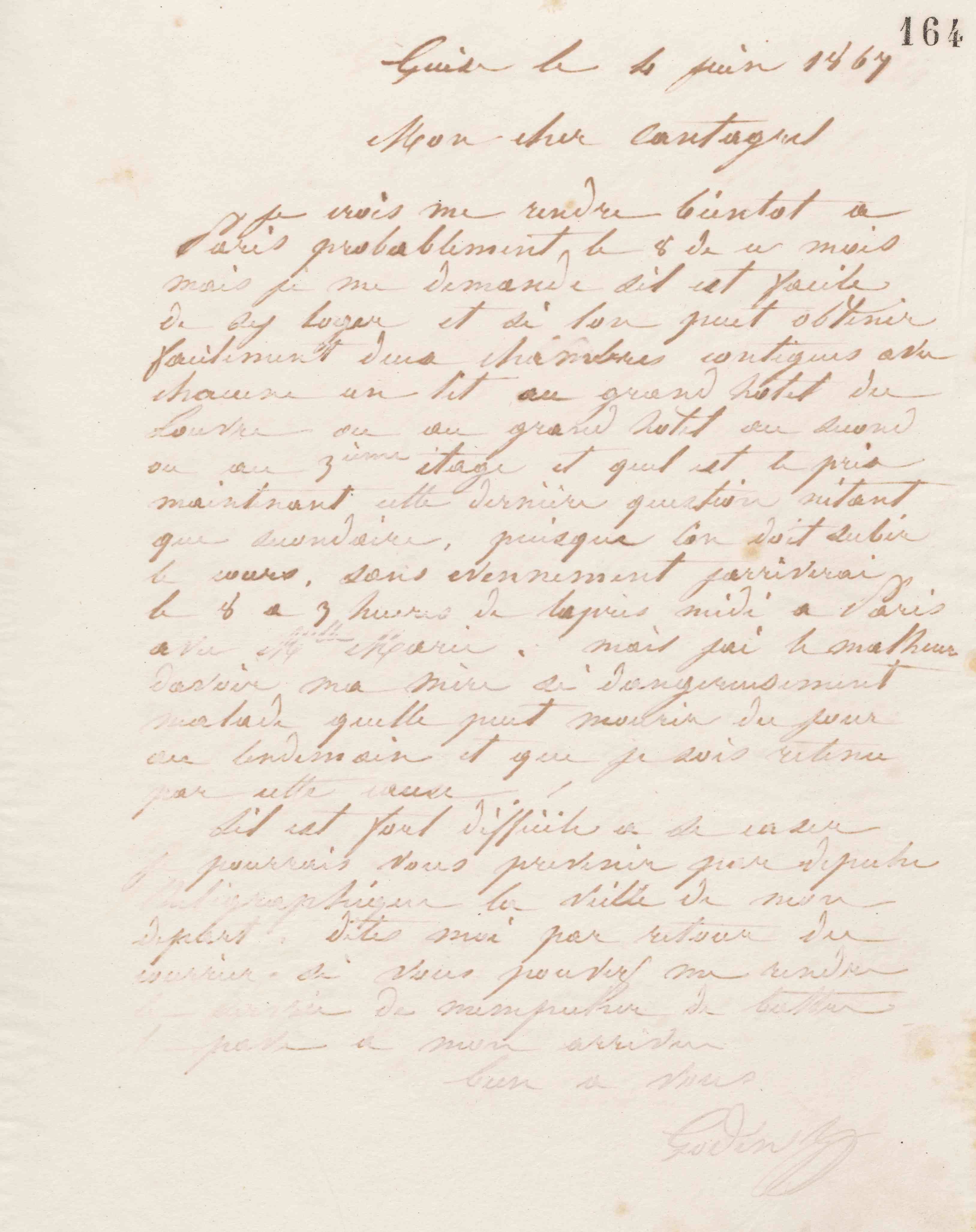 Jean-Baptiste André Godin à François Cantagrel, 4 juin 1867