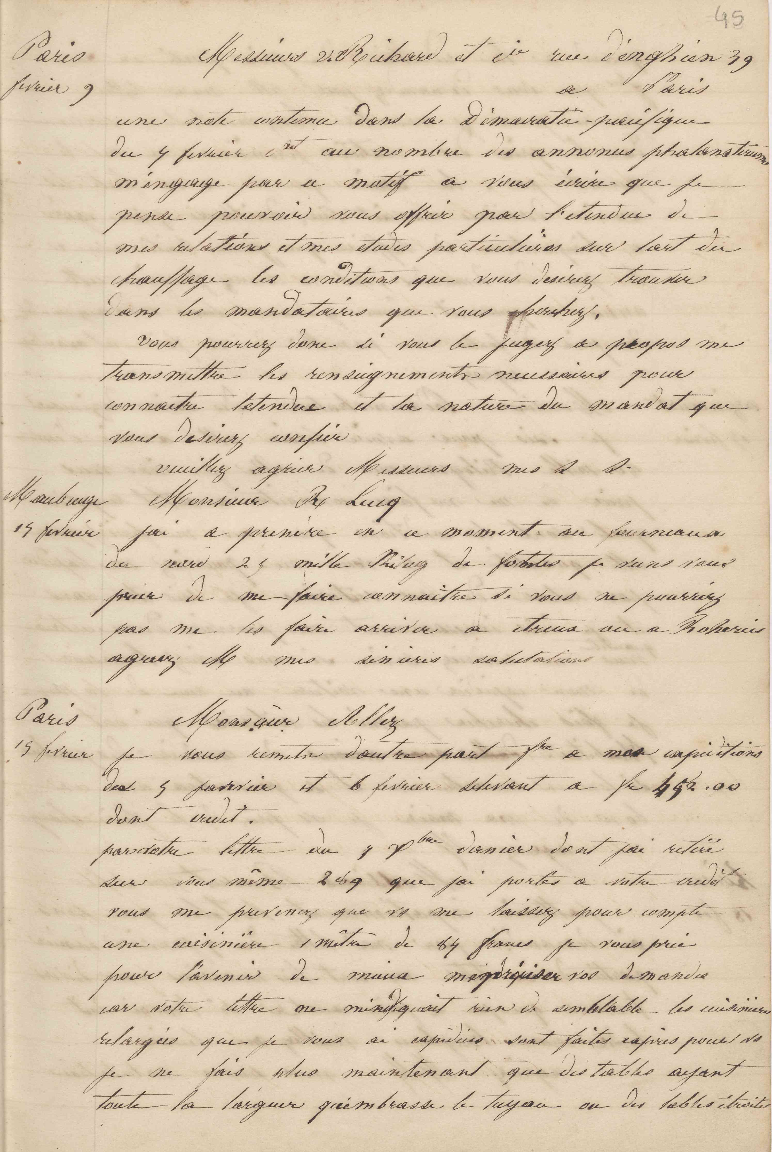 Jean-Baptiste André Godin à la maison Allez, 15 février 1847