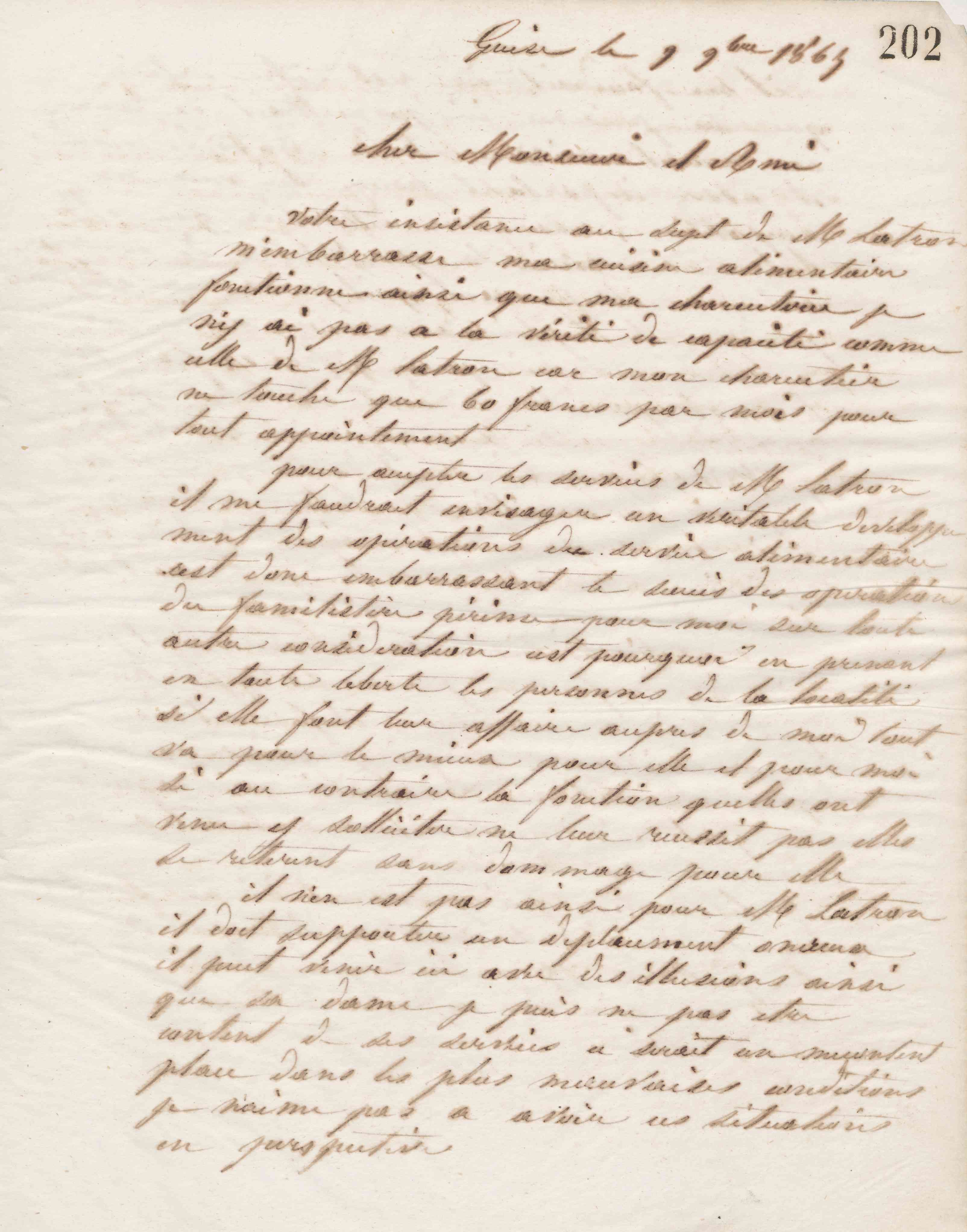 Jean-Baptiste André Godin à Auguste Savardan, 9 novembre 1865