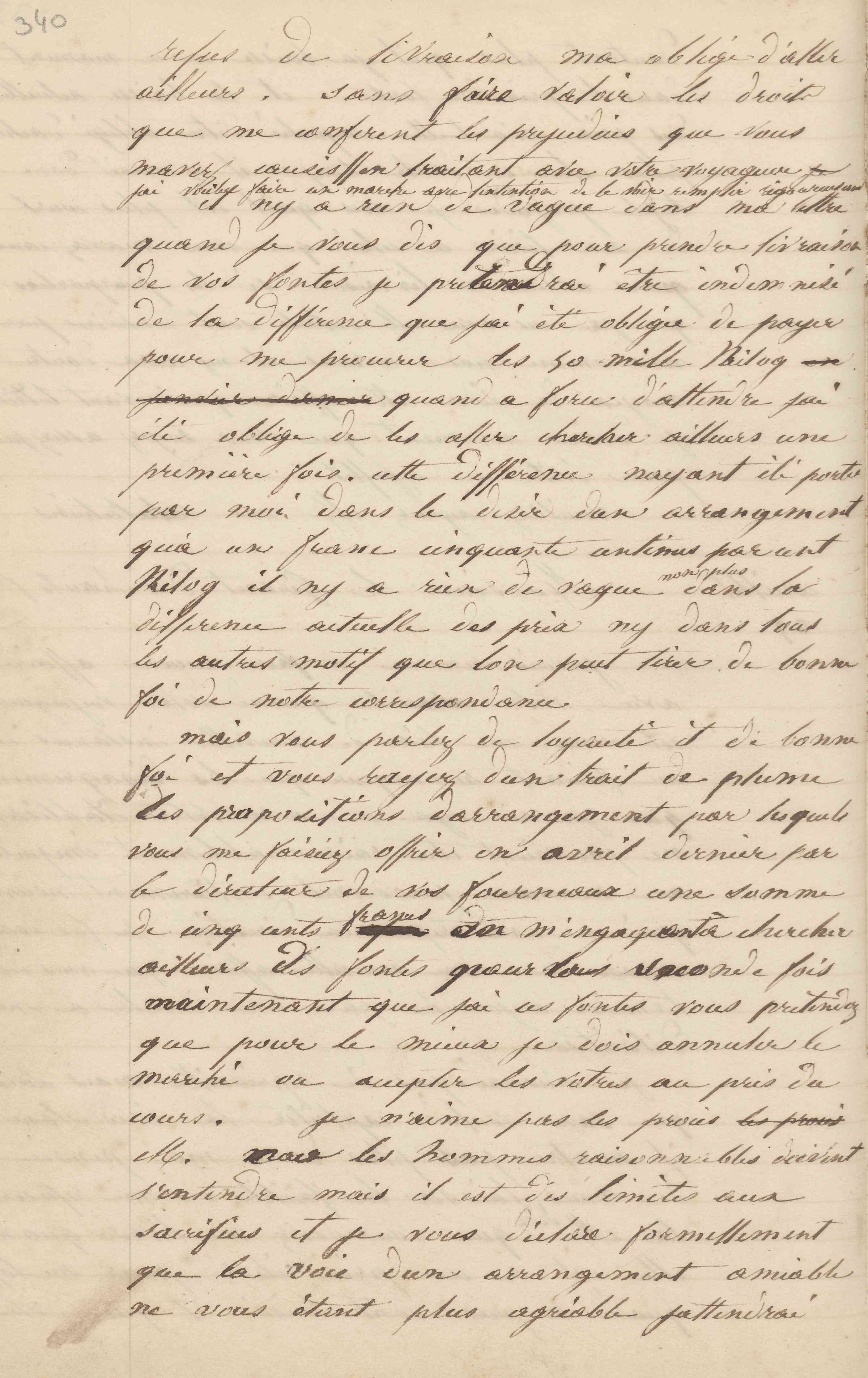 Jean-Baptiste André Godin au gérant de la Société anonyme des hauts-fourneaux, usines et charbonnages de Marcinelle et Couillet, 29 mai 1849