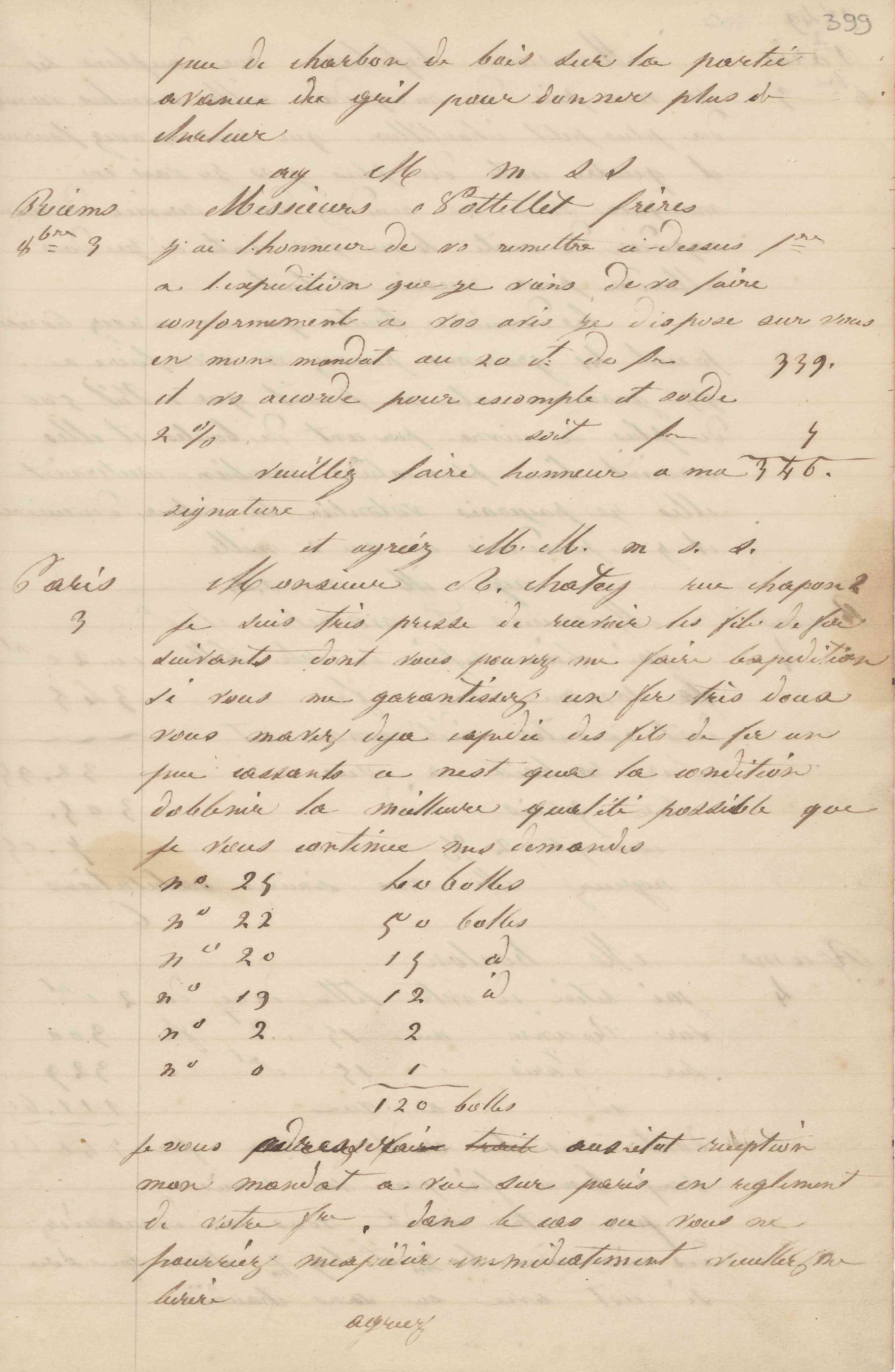 Jean-Baptiste André Godin à monsieur Nottellet, 3 octobre 1849