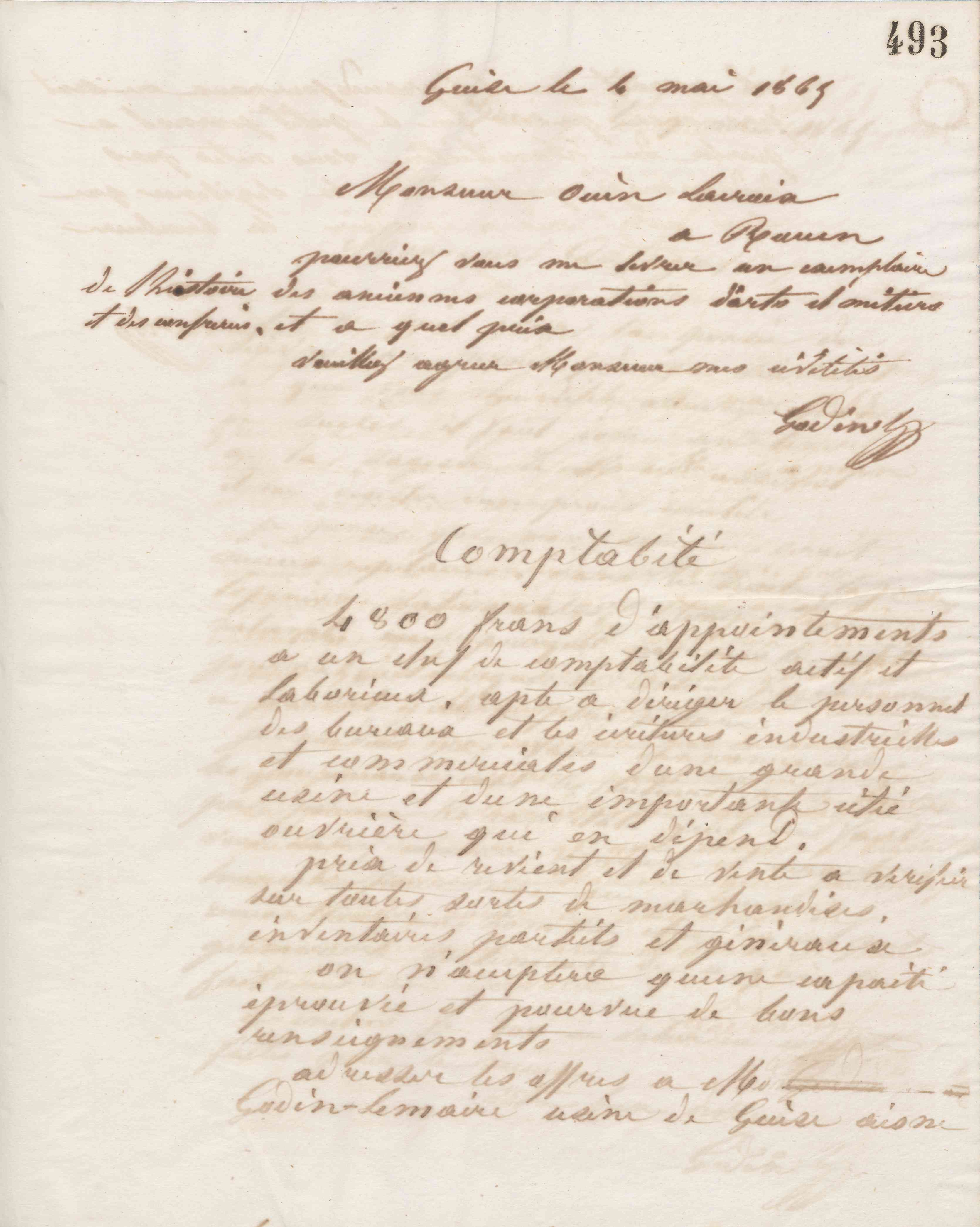 Jean-Baptiste André Godin à Charles Ouin-Lacroix, 4 mai 1865 Jean-Baptiste André Godin à Charles Ouin-Lacroix, 4 mai 1865