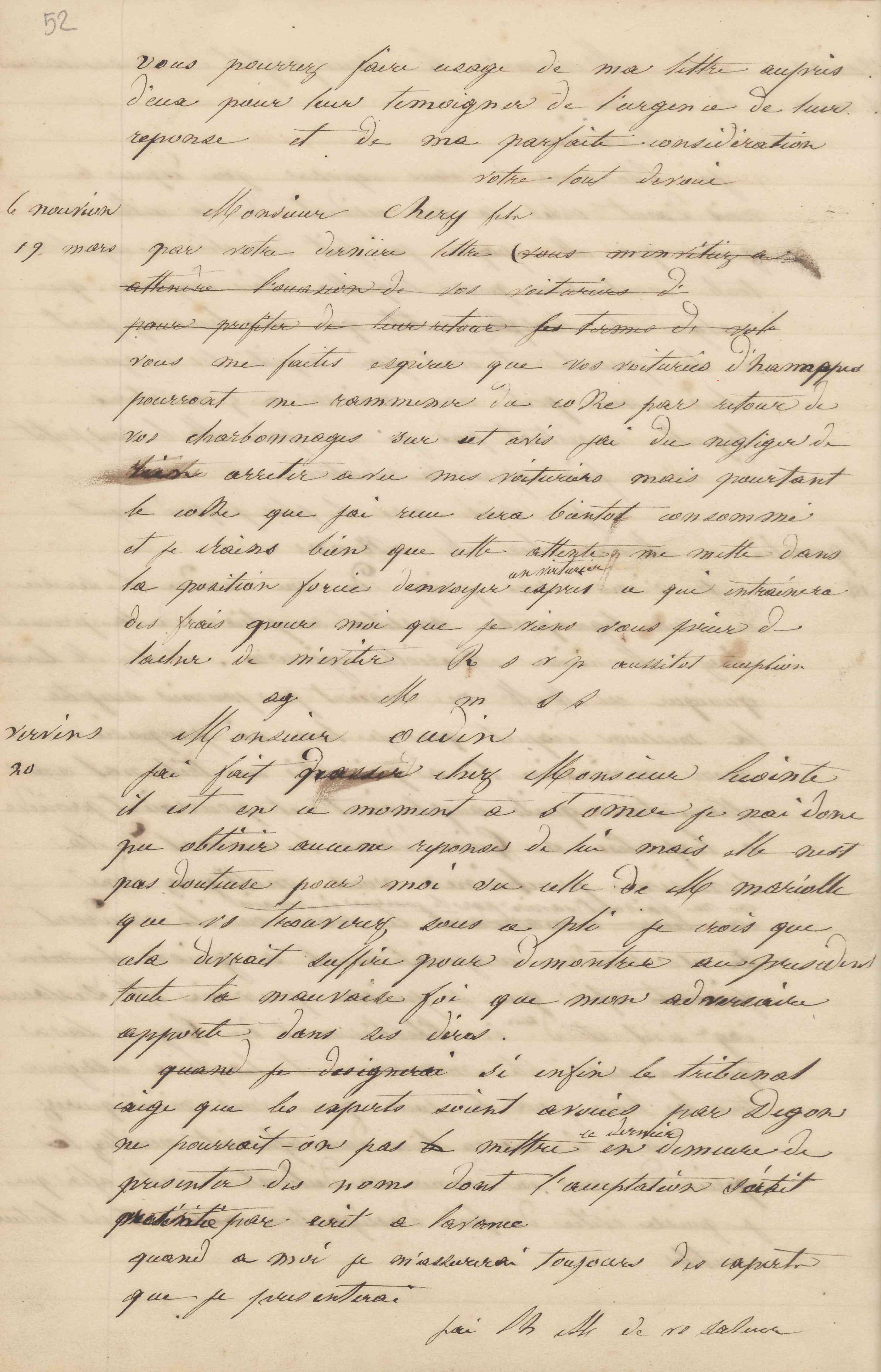 Jean-Baptiste André Godin à monsieur Mové, 18 mars 1847