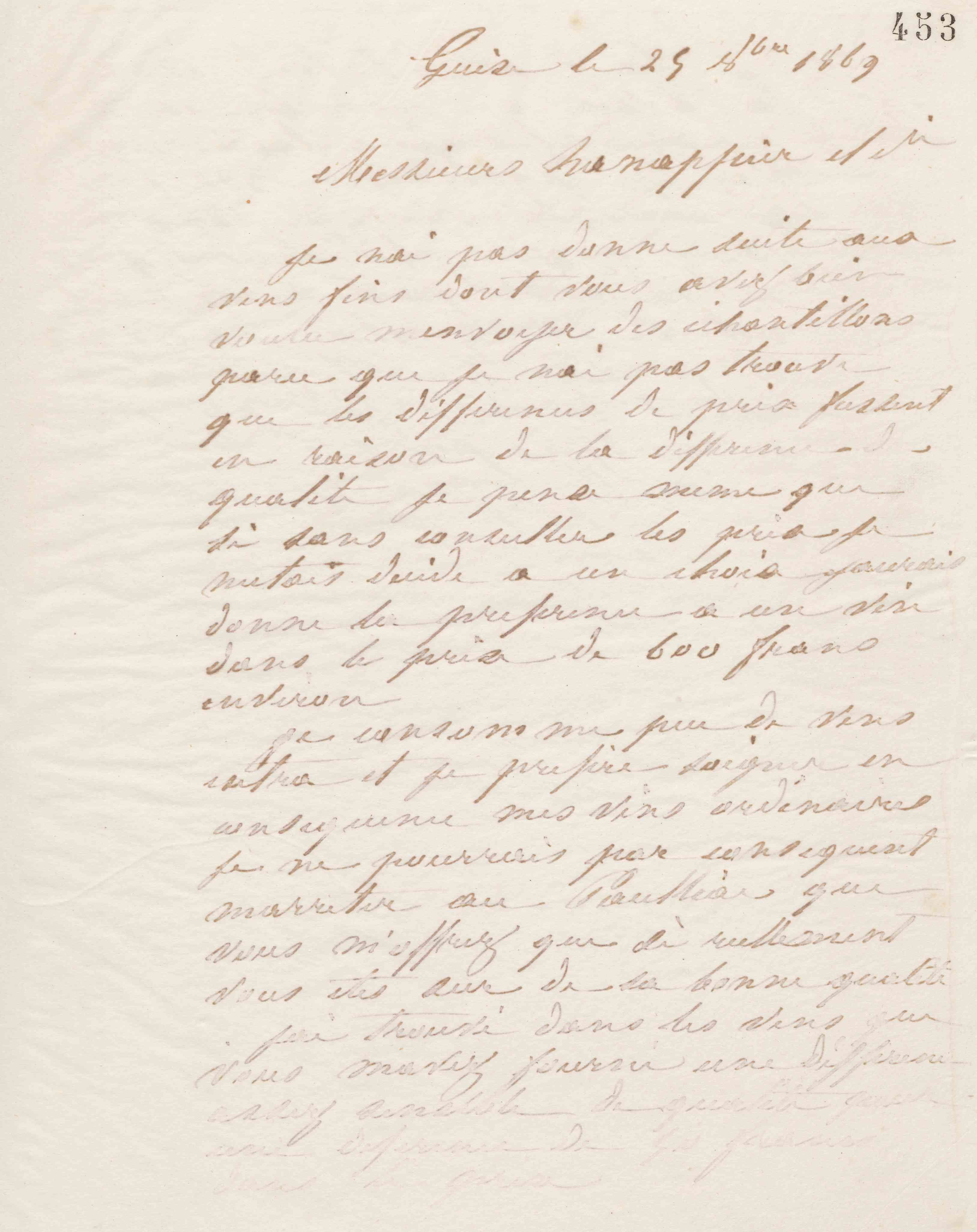 Jean-Baptiste André Godin à Hanappier et Cie, 25 octobre 1869